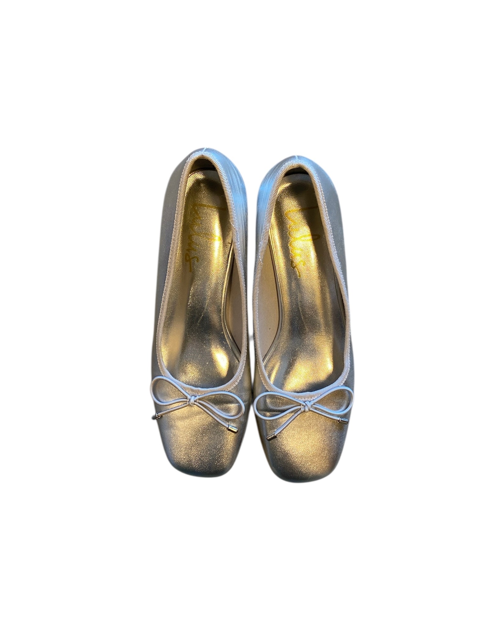 silver lulus square toed little heel flats, 9