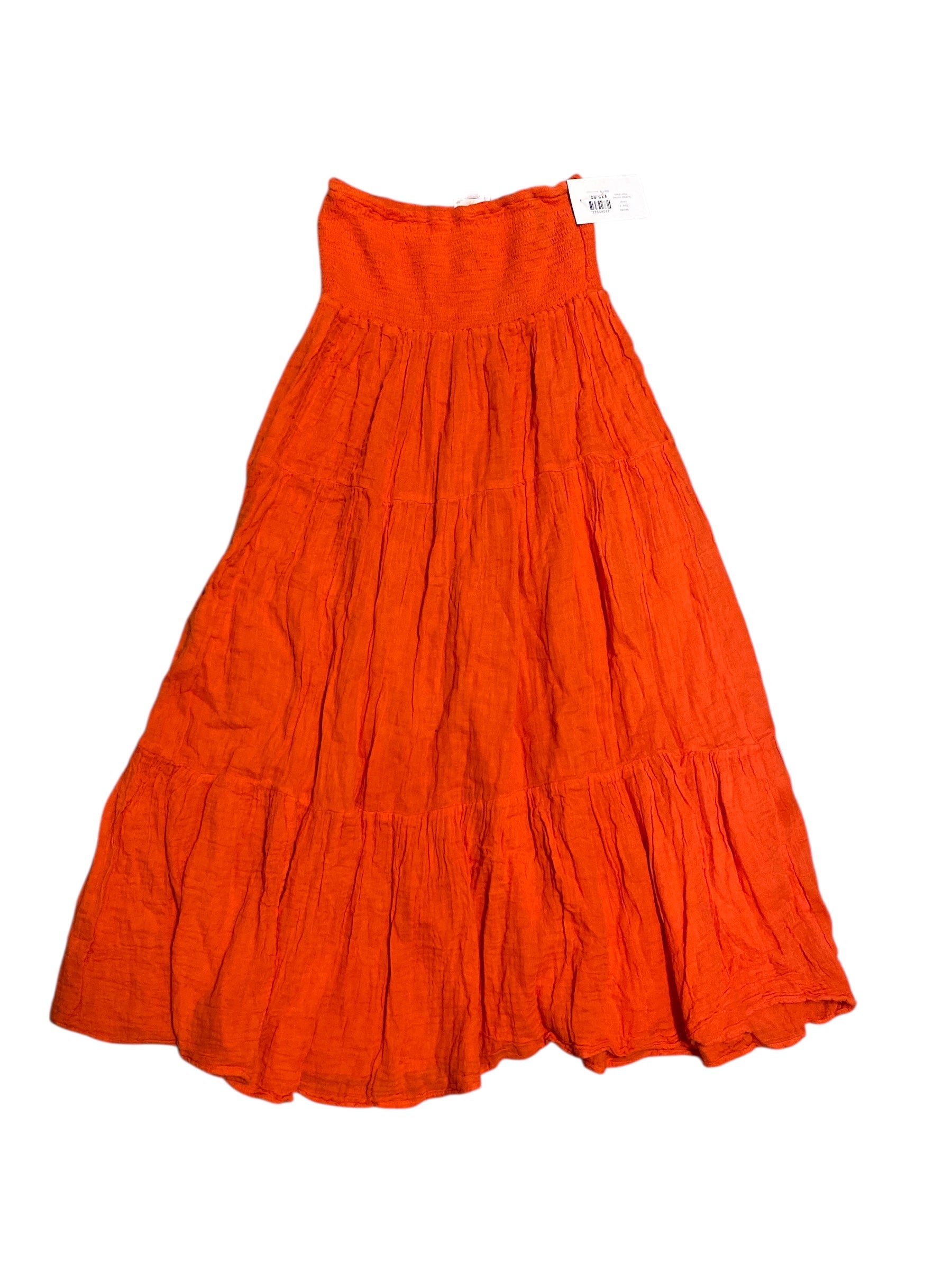 orange felicite layered ruched maxi skirt, 2
