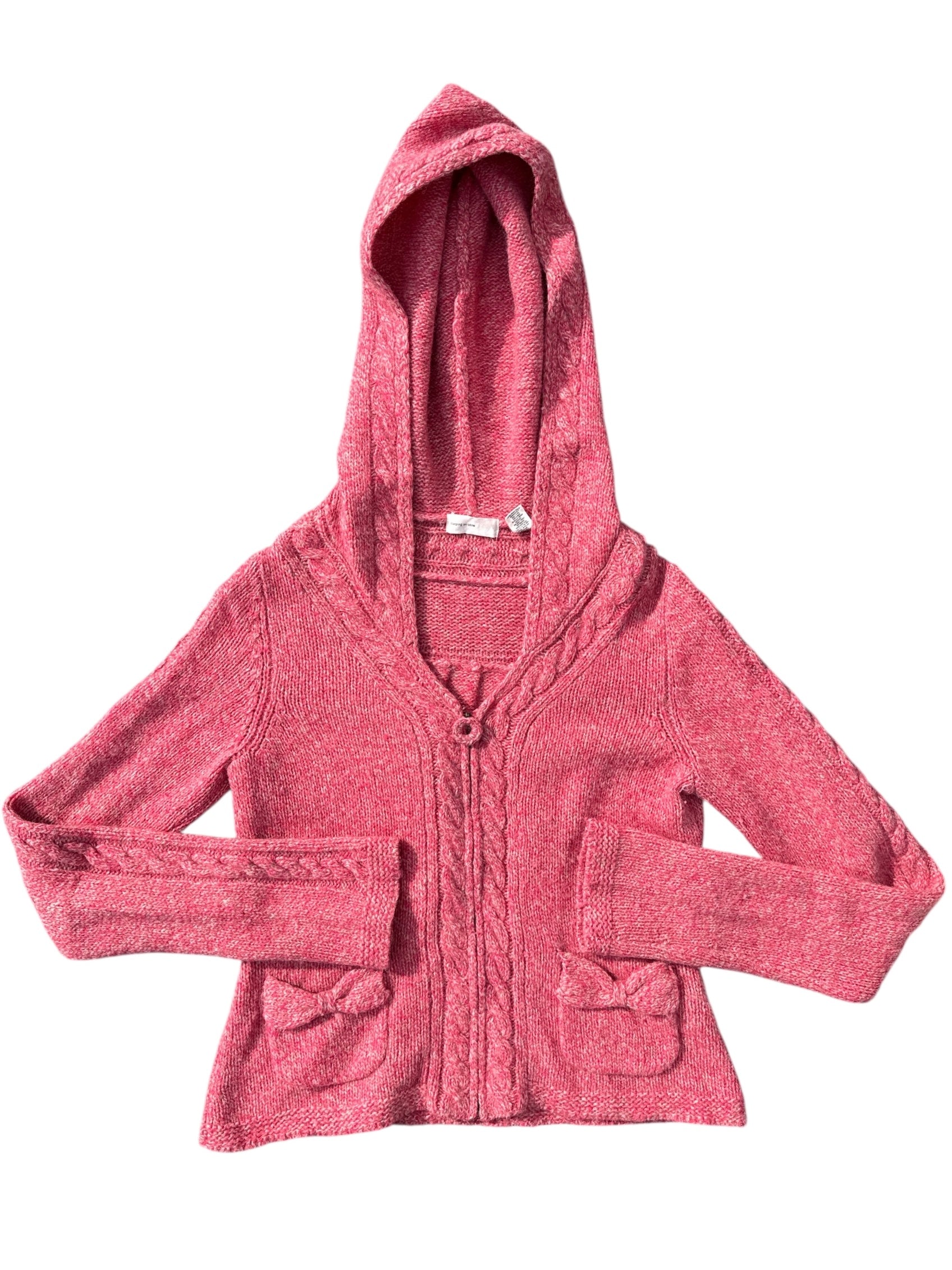 pink sleeping on snow sweater zip up hoodie, s