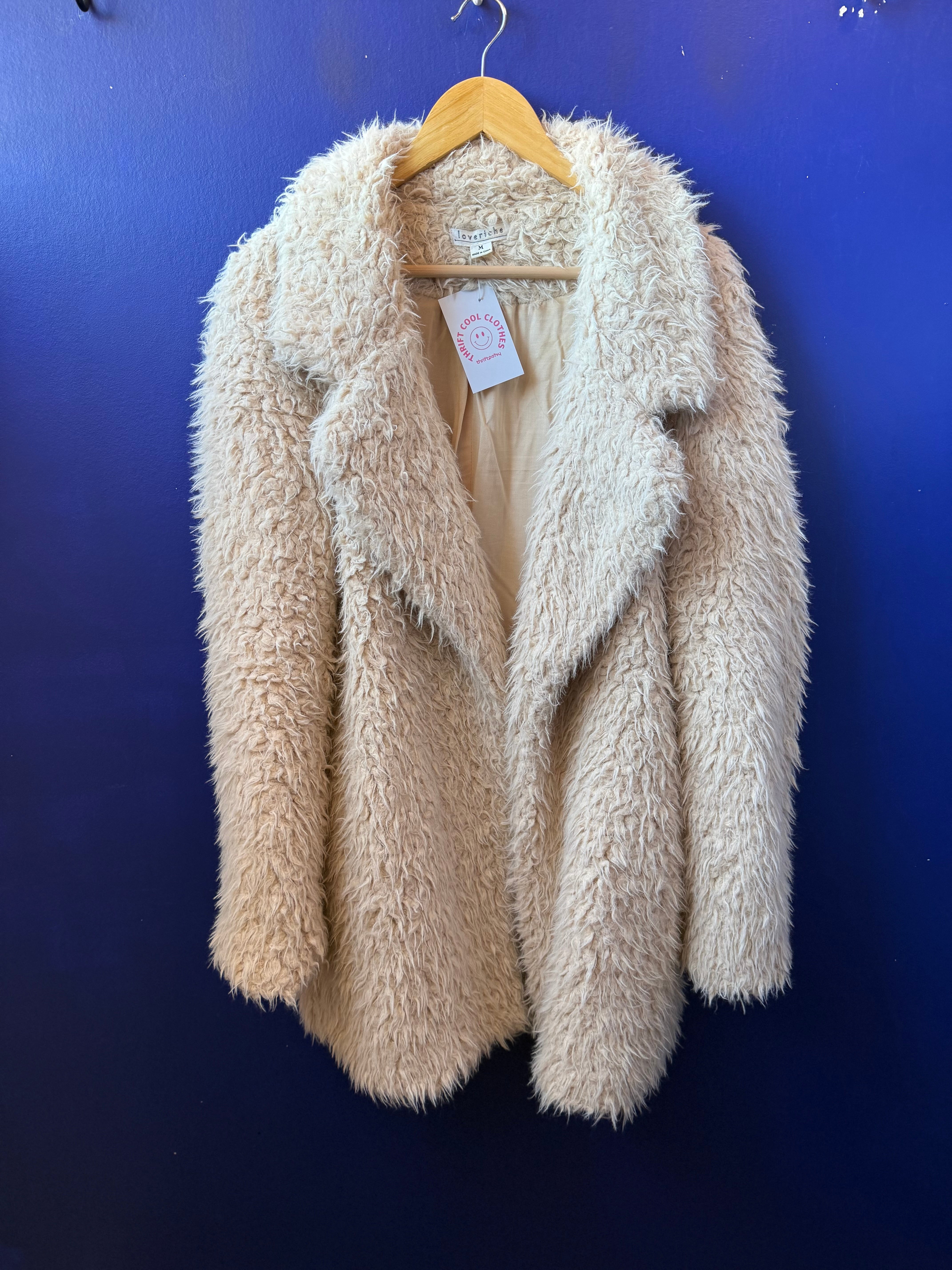 cream loveriche fuzzy coat, m