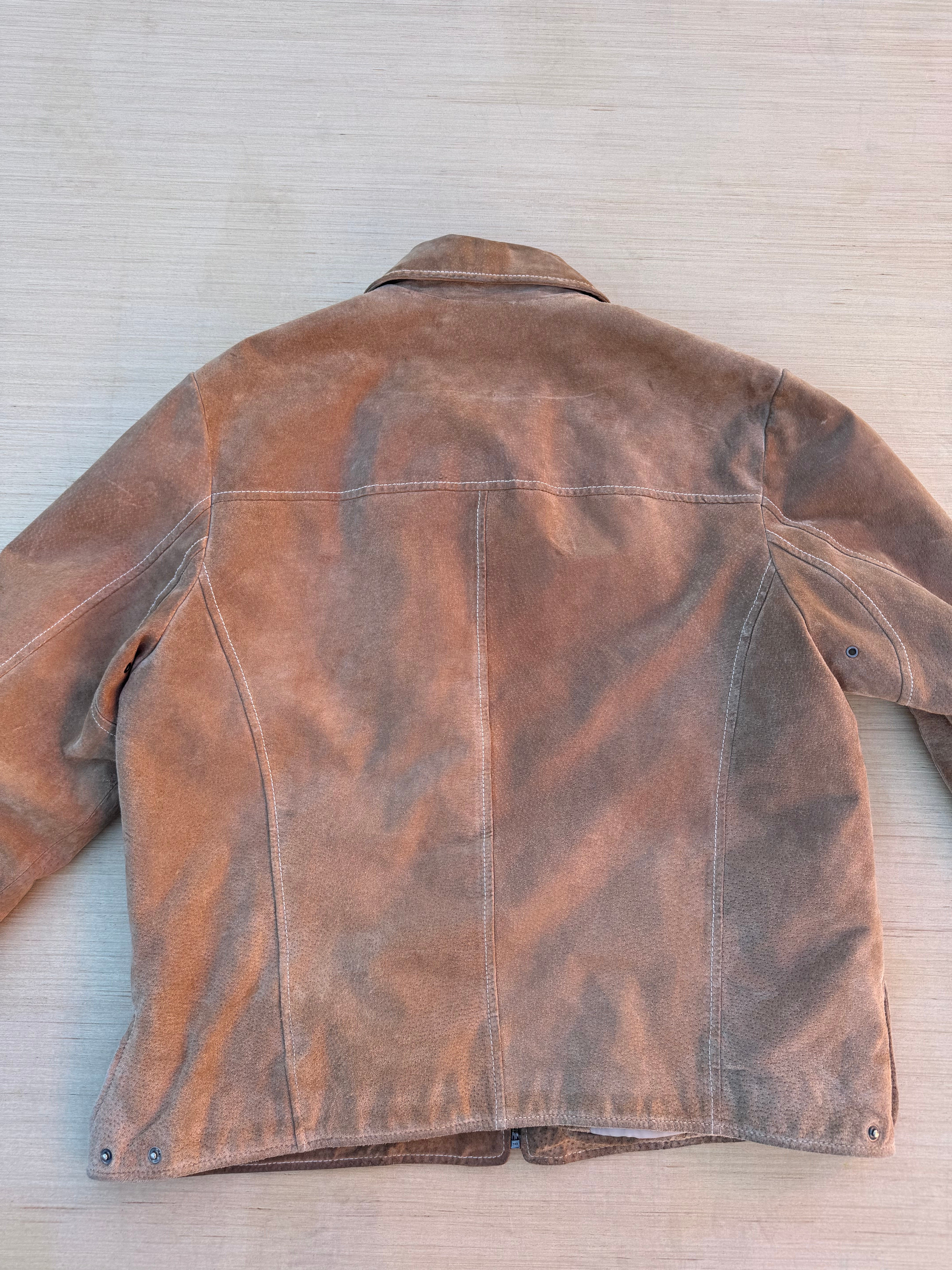 brown wilson leather zip up, L