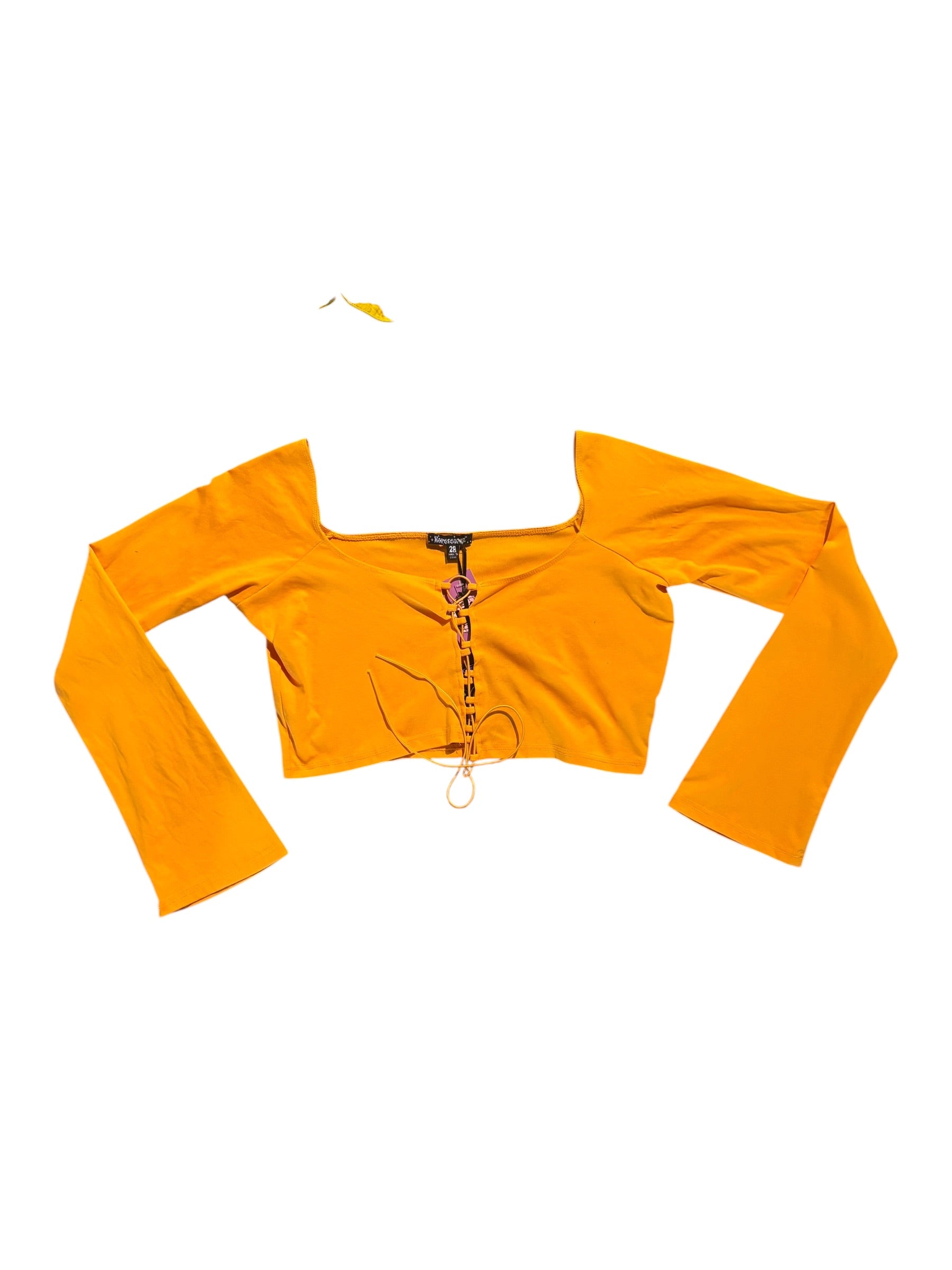 orange Horoscopez tie front ls top, 2X