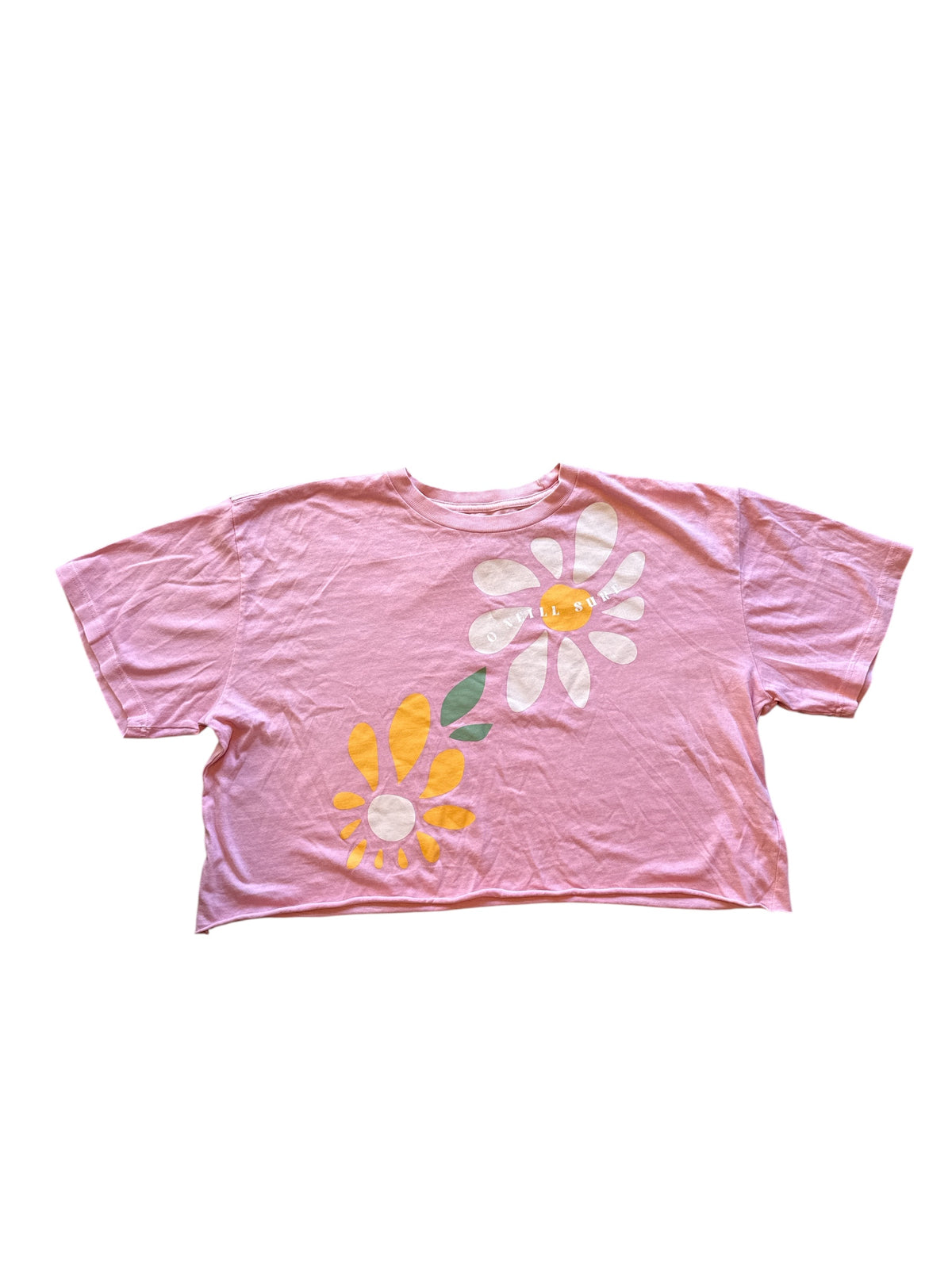 pink oneill flower branded crop top, s