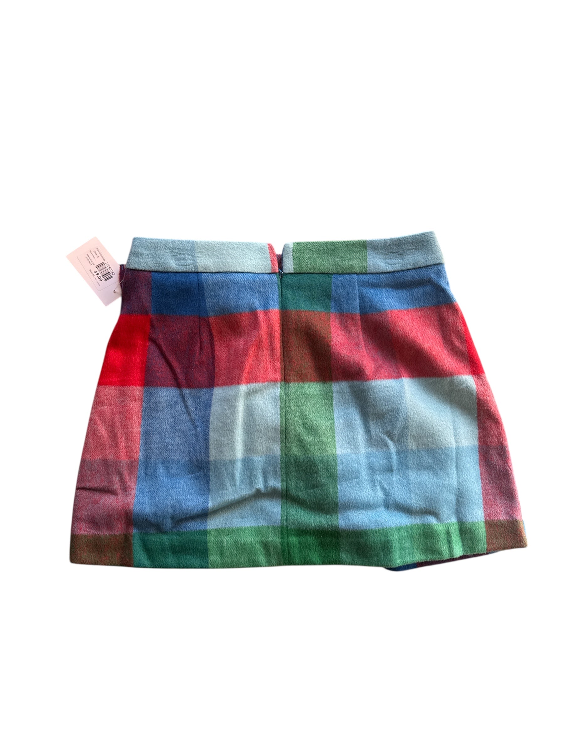 blue green red free assembly plaid buckel mini skirt, 8