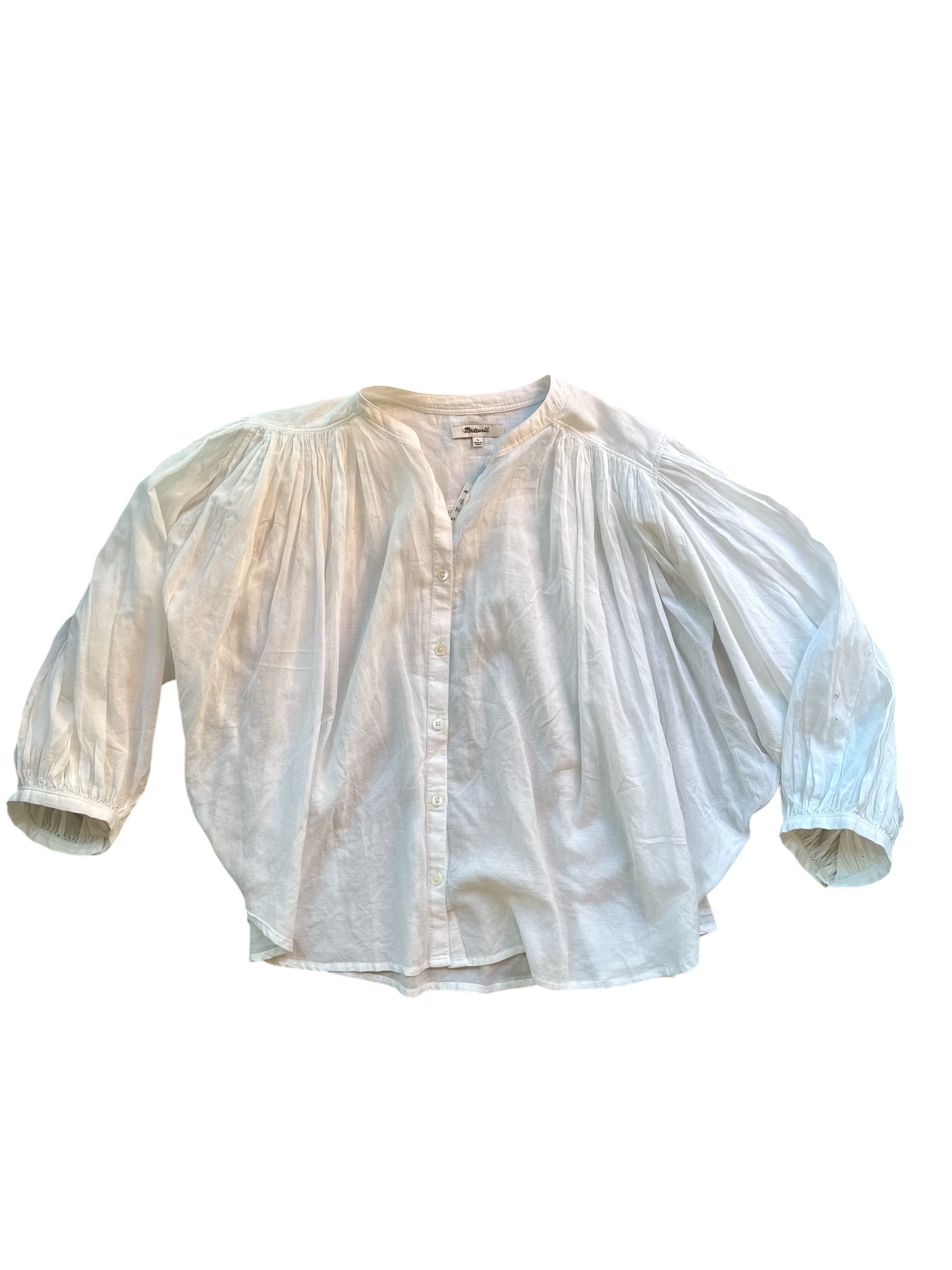 white Madewell flowy button up, L