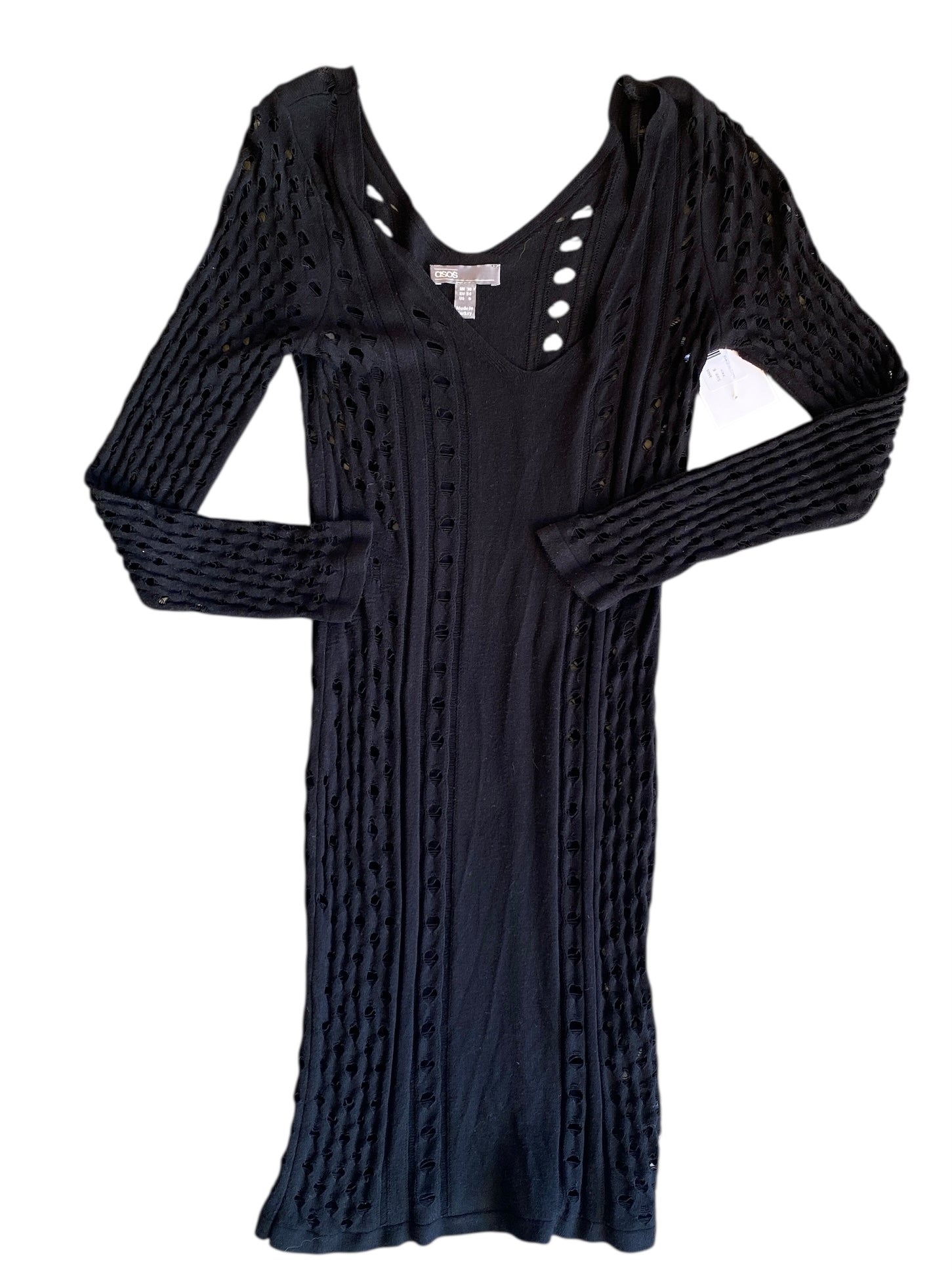 black asos holey ls dress, 6