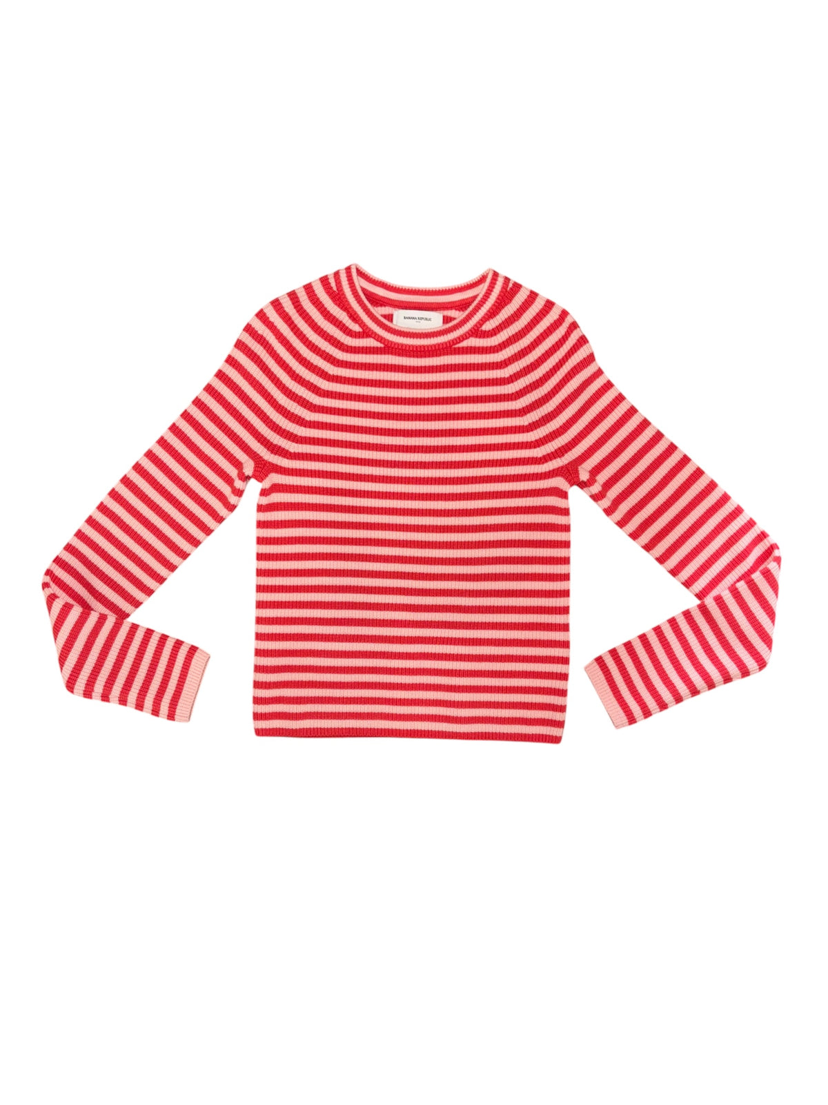 pink red banana republic striped sweater, xs