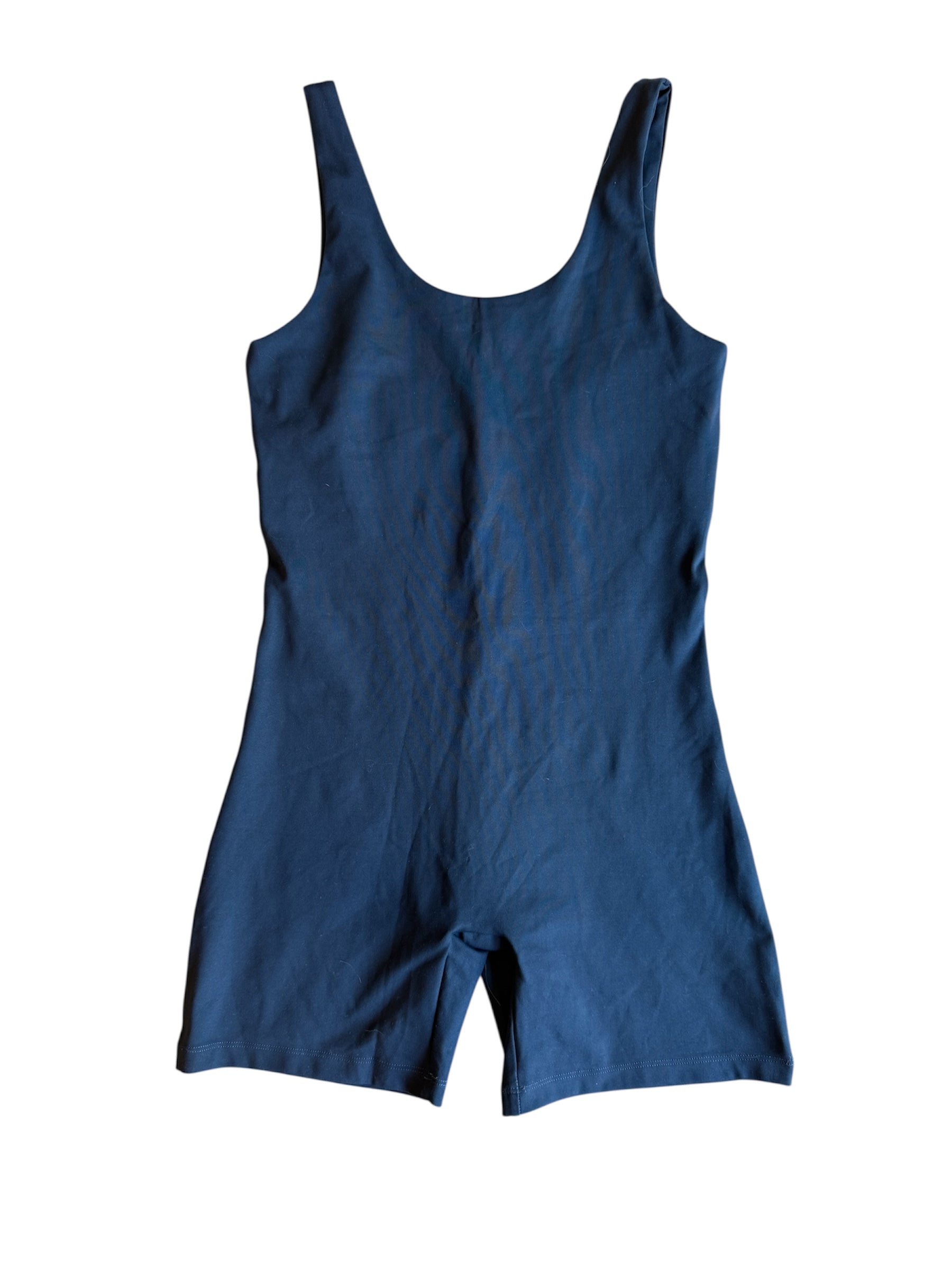 navy blue girlfriend collective cami romper, M