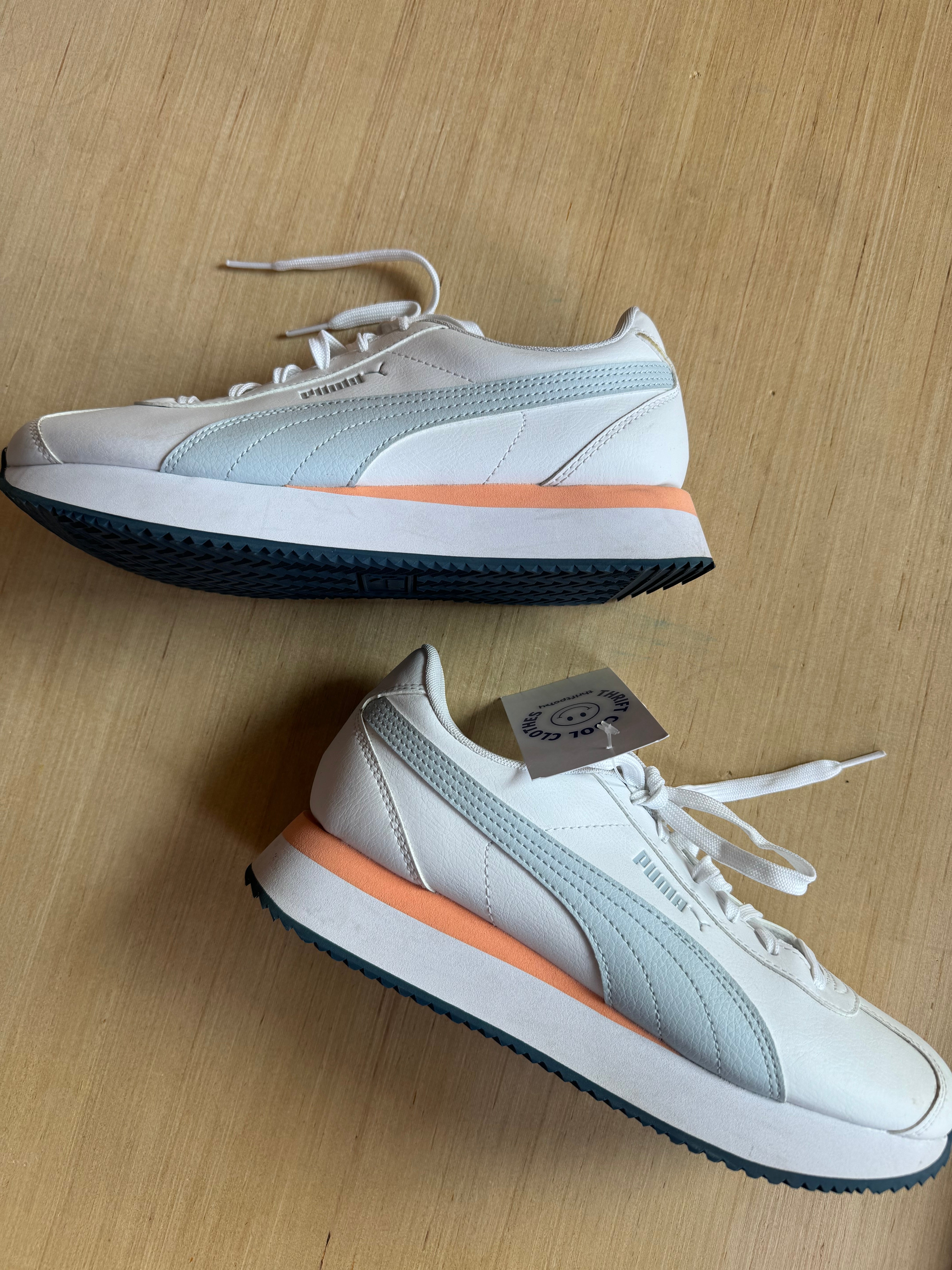 white orange puma running shoes, 7