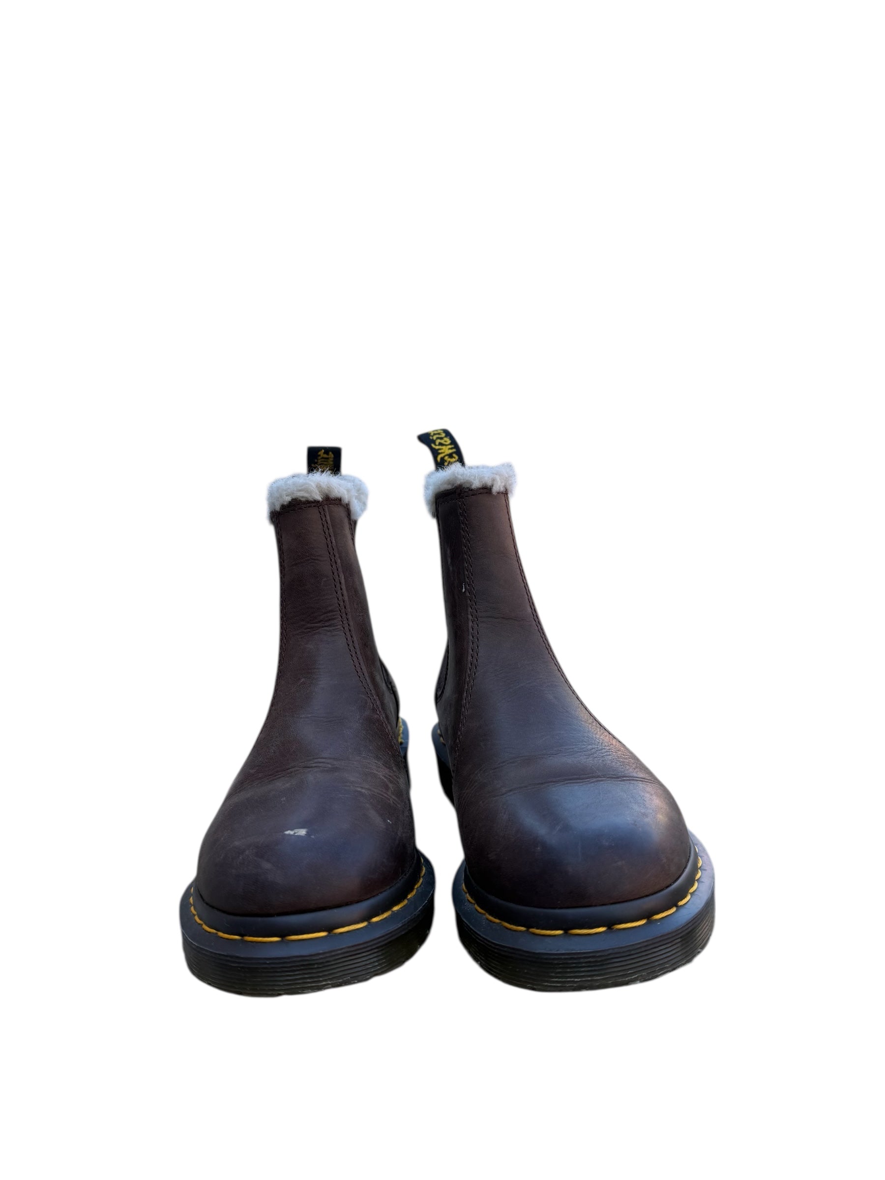 brown dr martens lined chelsea boots, women's 7