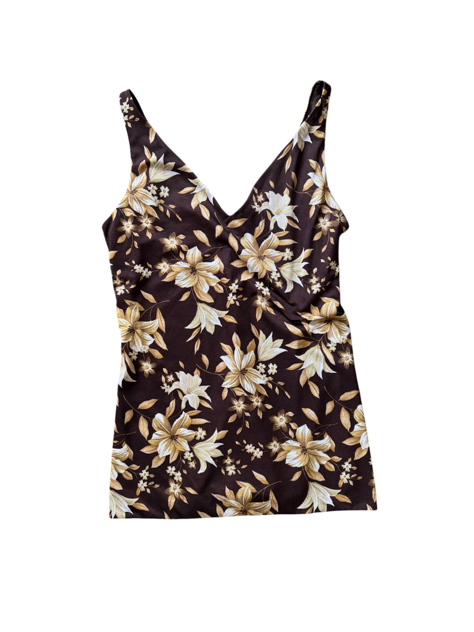 brown victorias secret y2k micromesh floral v tank
