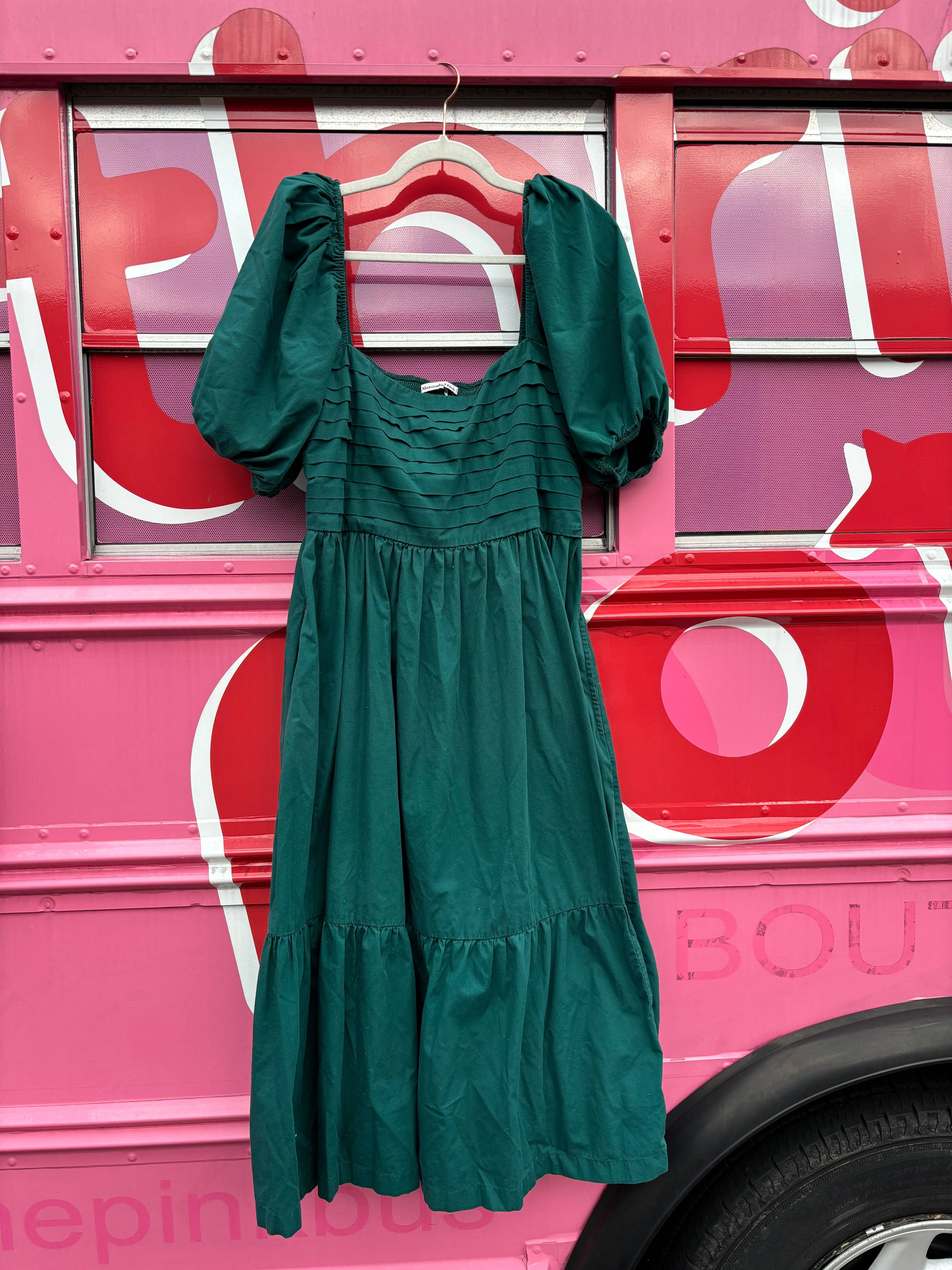 green abercrombie babydoll smocked dress, L