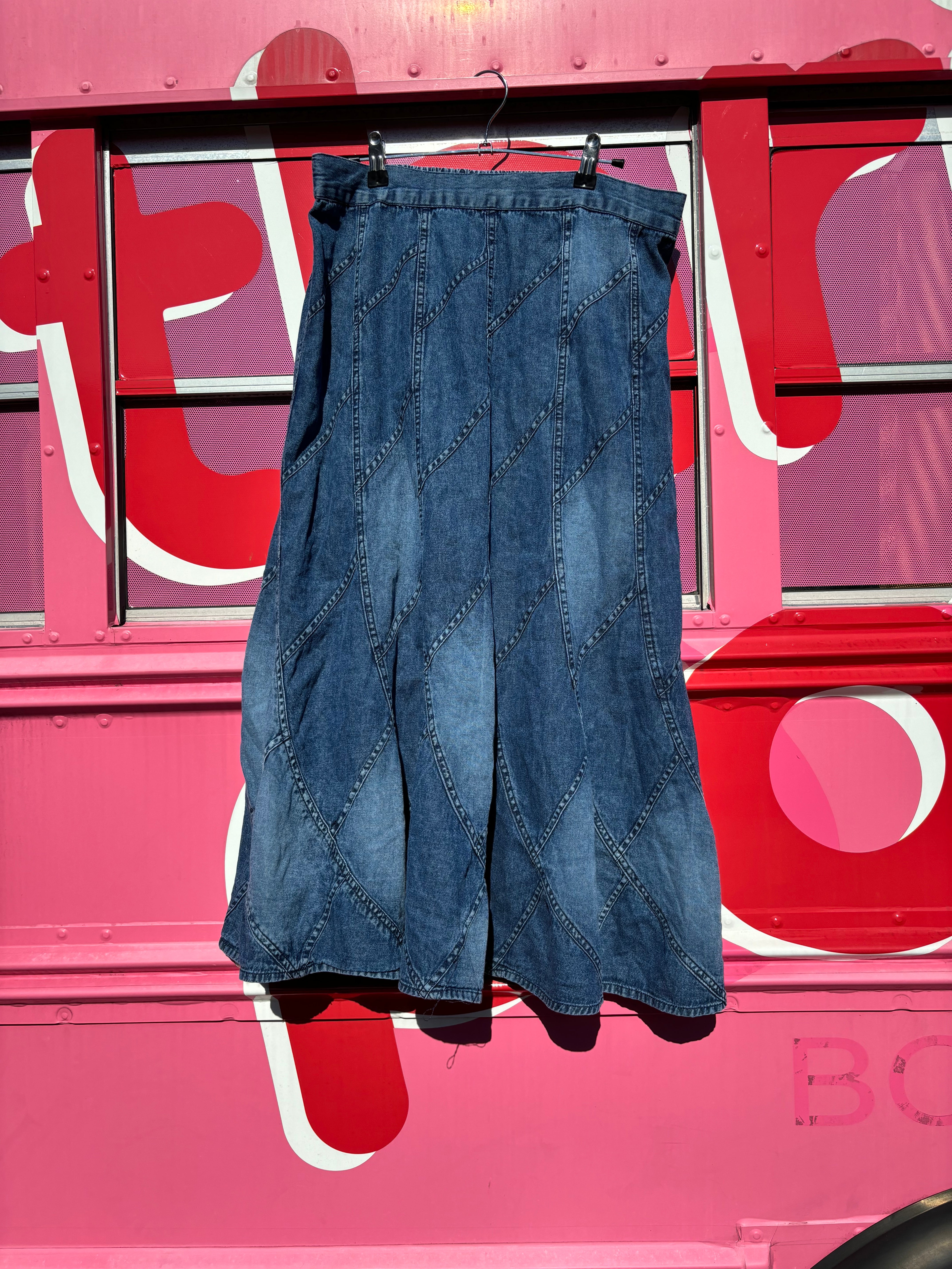 blue studio west denim maxi, L