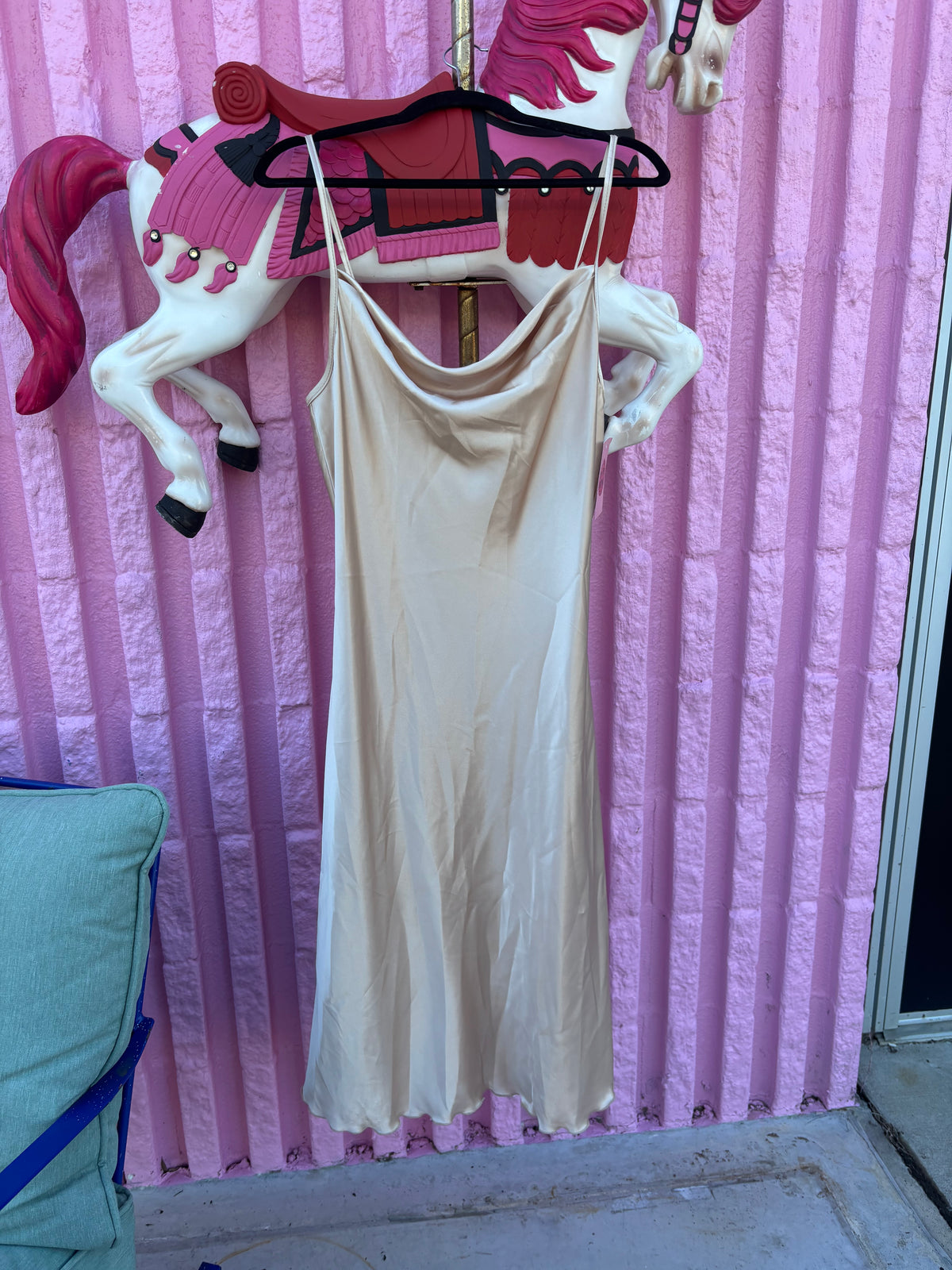 champange bebe silky dress, L