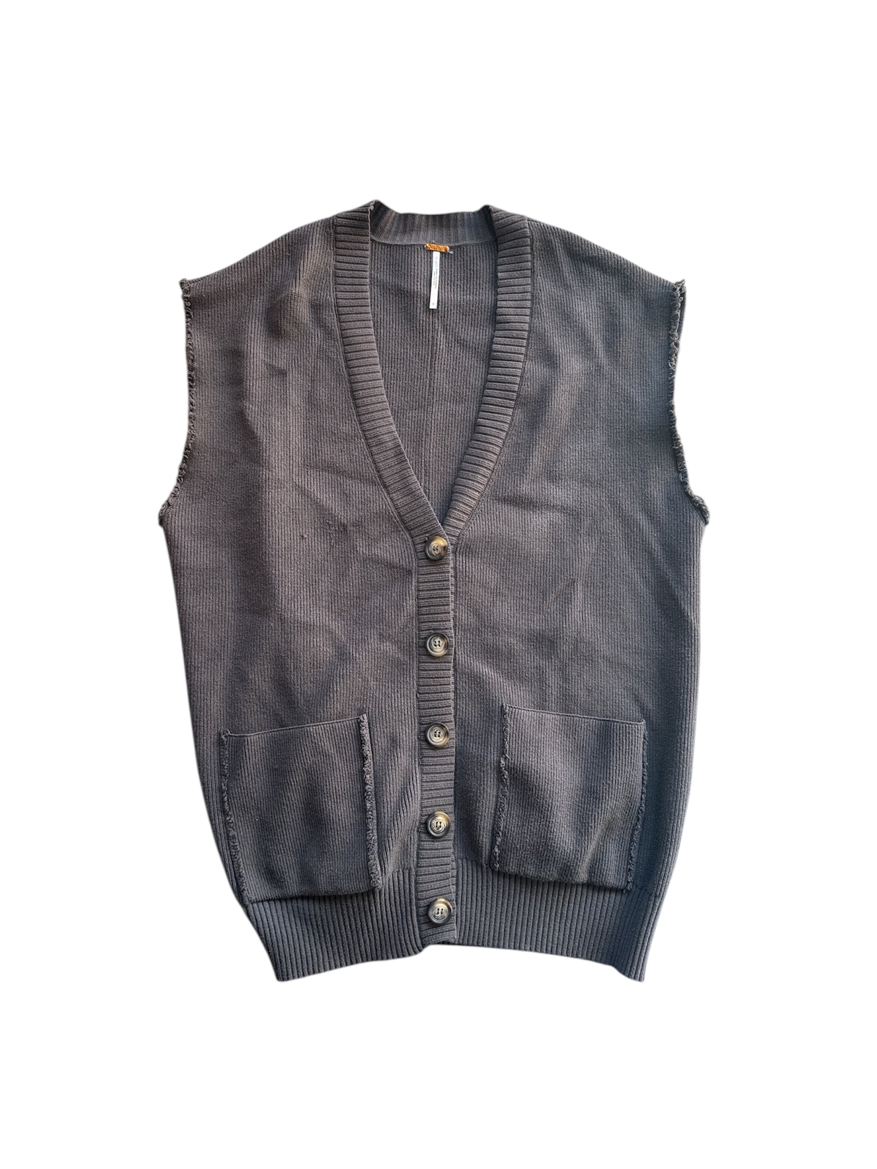 dark gray free people oversized knit vest, s (fits like XL)