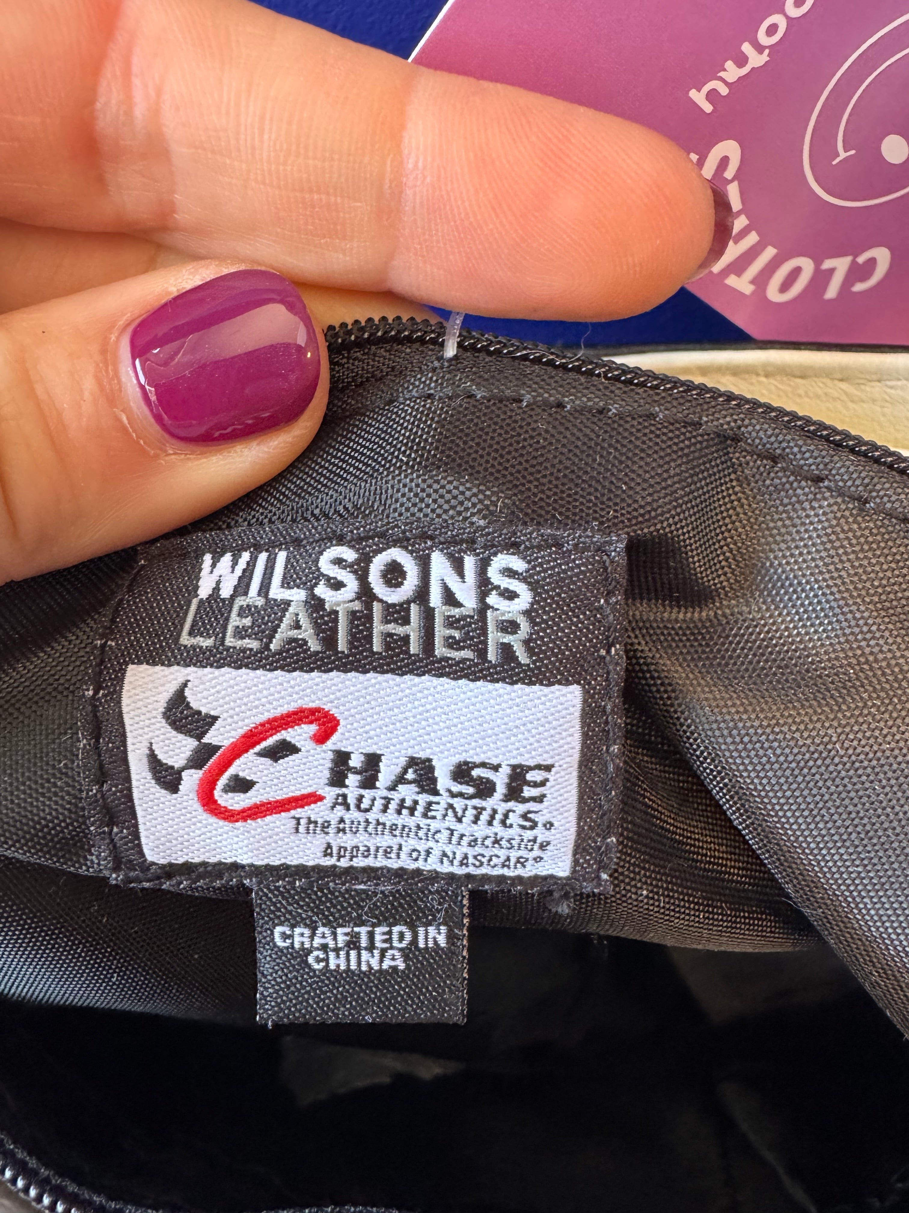 Black White Wilsons Leather Nascar Branded Leather Bag