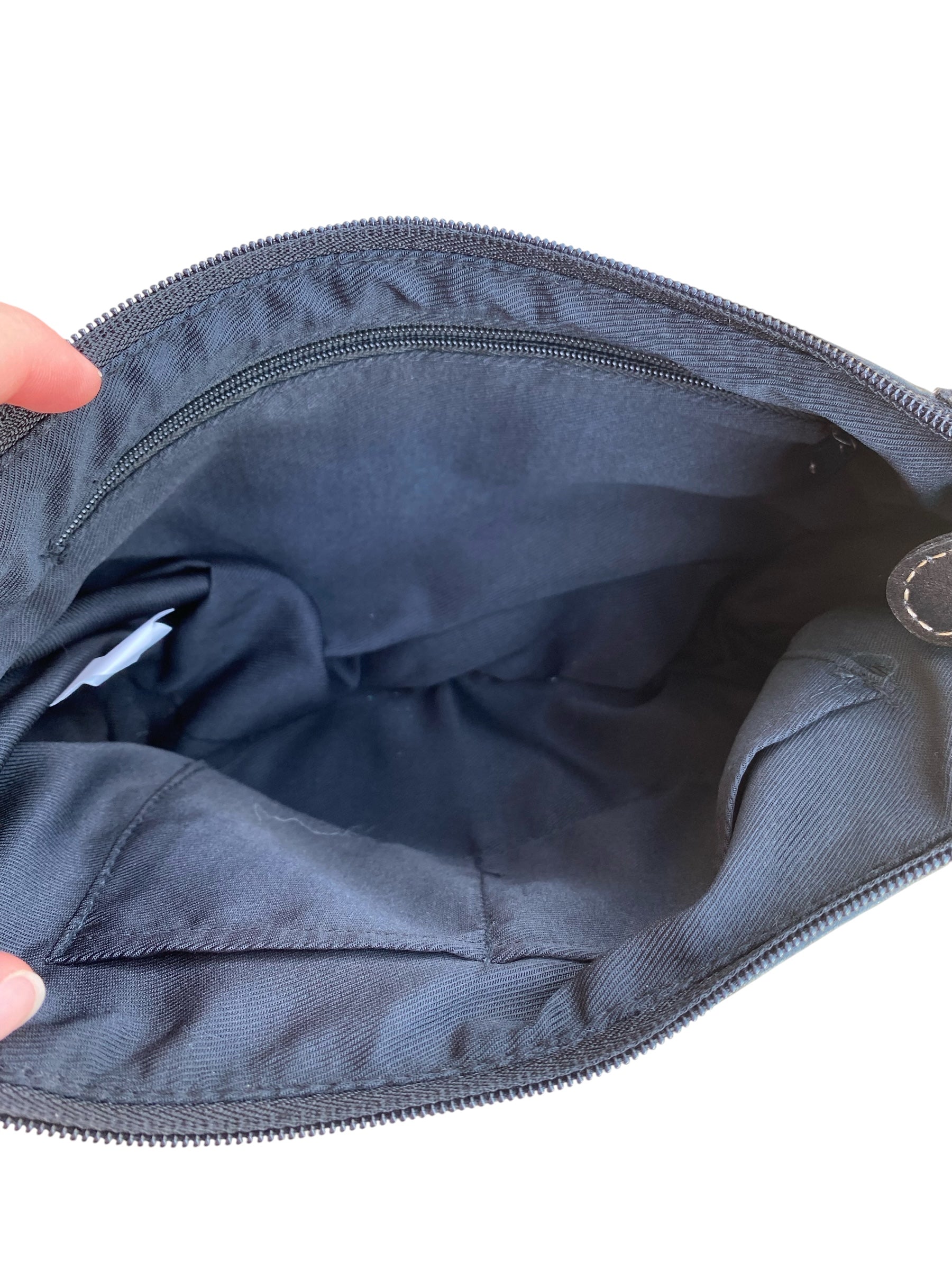 black pleather shoulder bag