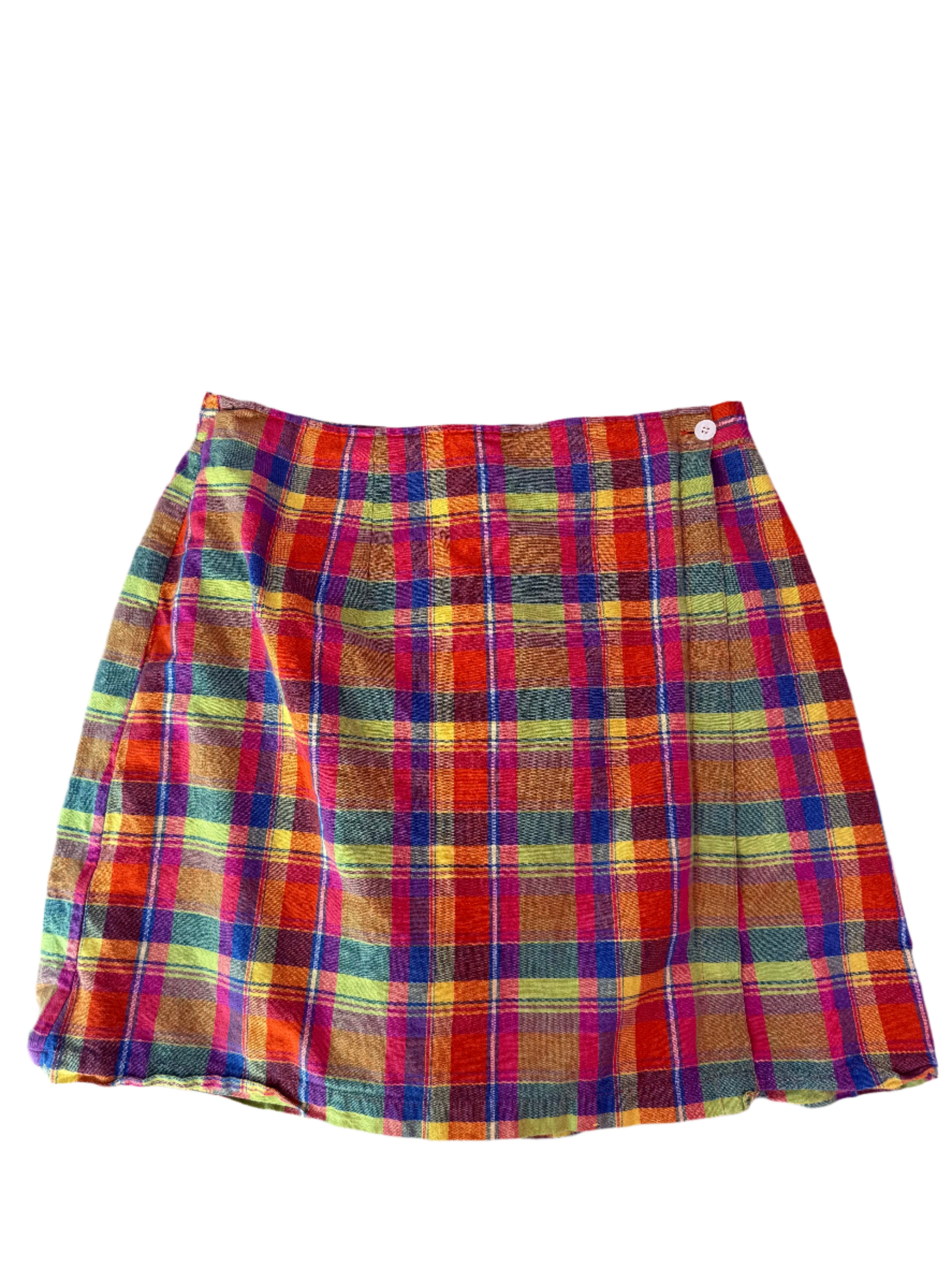 Pink orange Carolina  colours Multi plaid  skirt, 20W