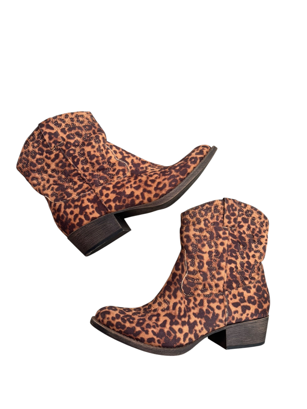 brown black coconuts short leopard cowboy boot, 8.5