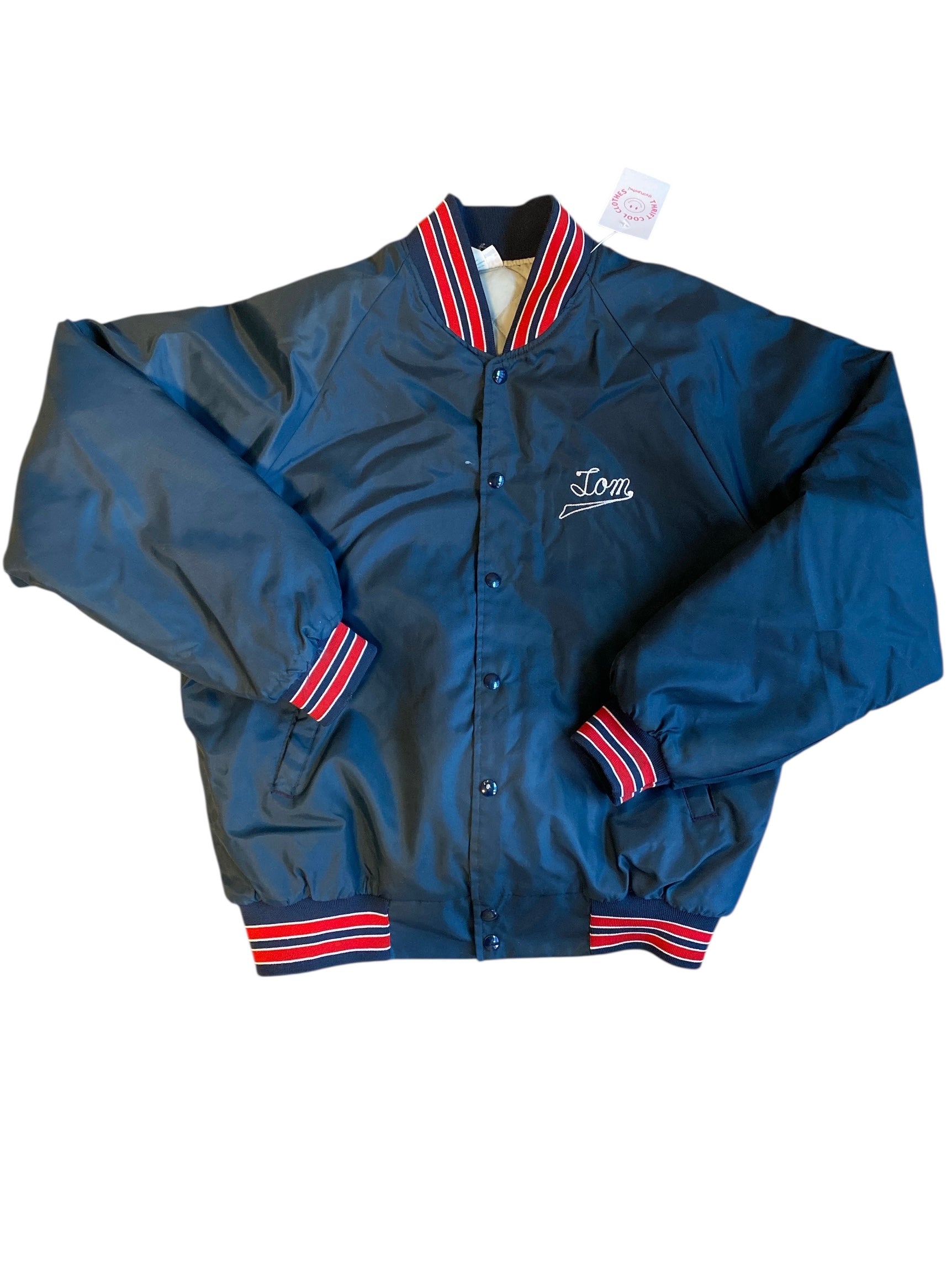 navy red hartwell tom sunnyside market varsity jacket, L