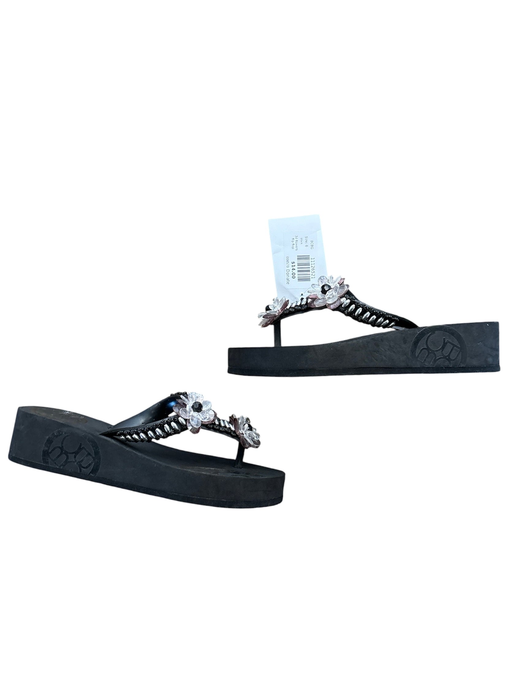 black BCBG 3d flowers flip flop, 6