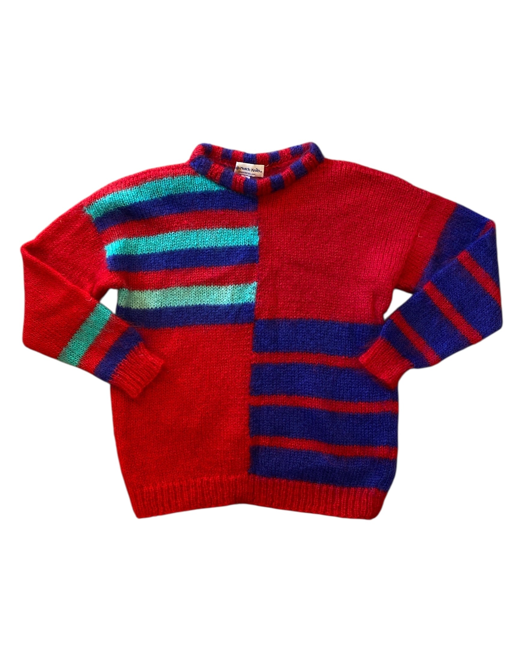 red purple Top Notch Knits handcrafted vtg sweater, m