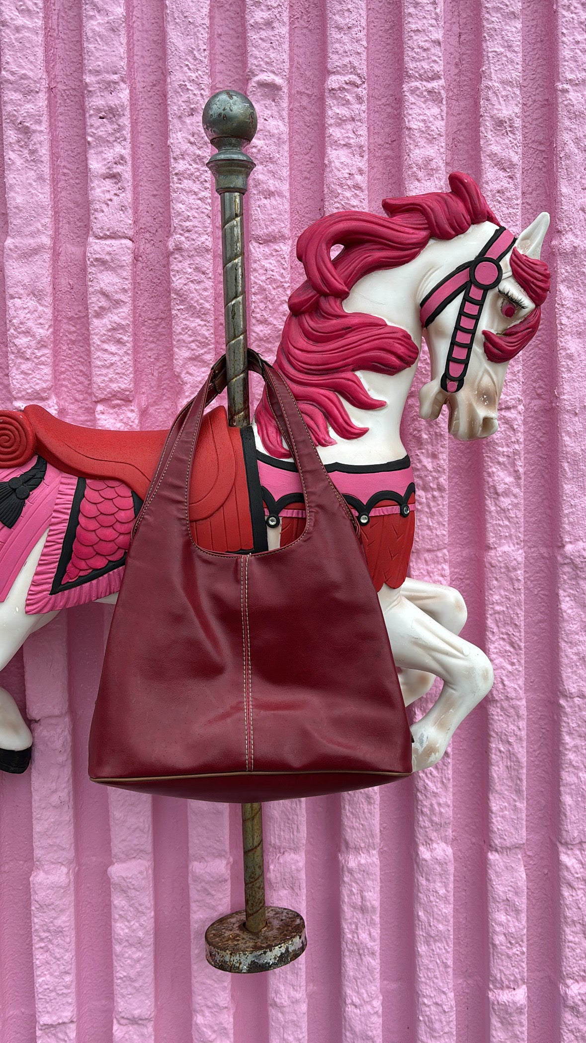 red nine west leather shoulder purse