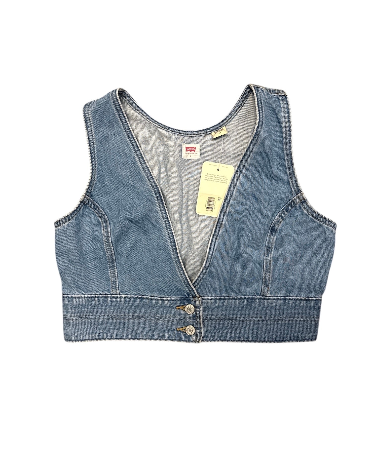 blue levis denim button vest, L