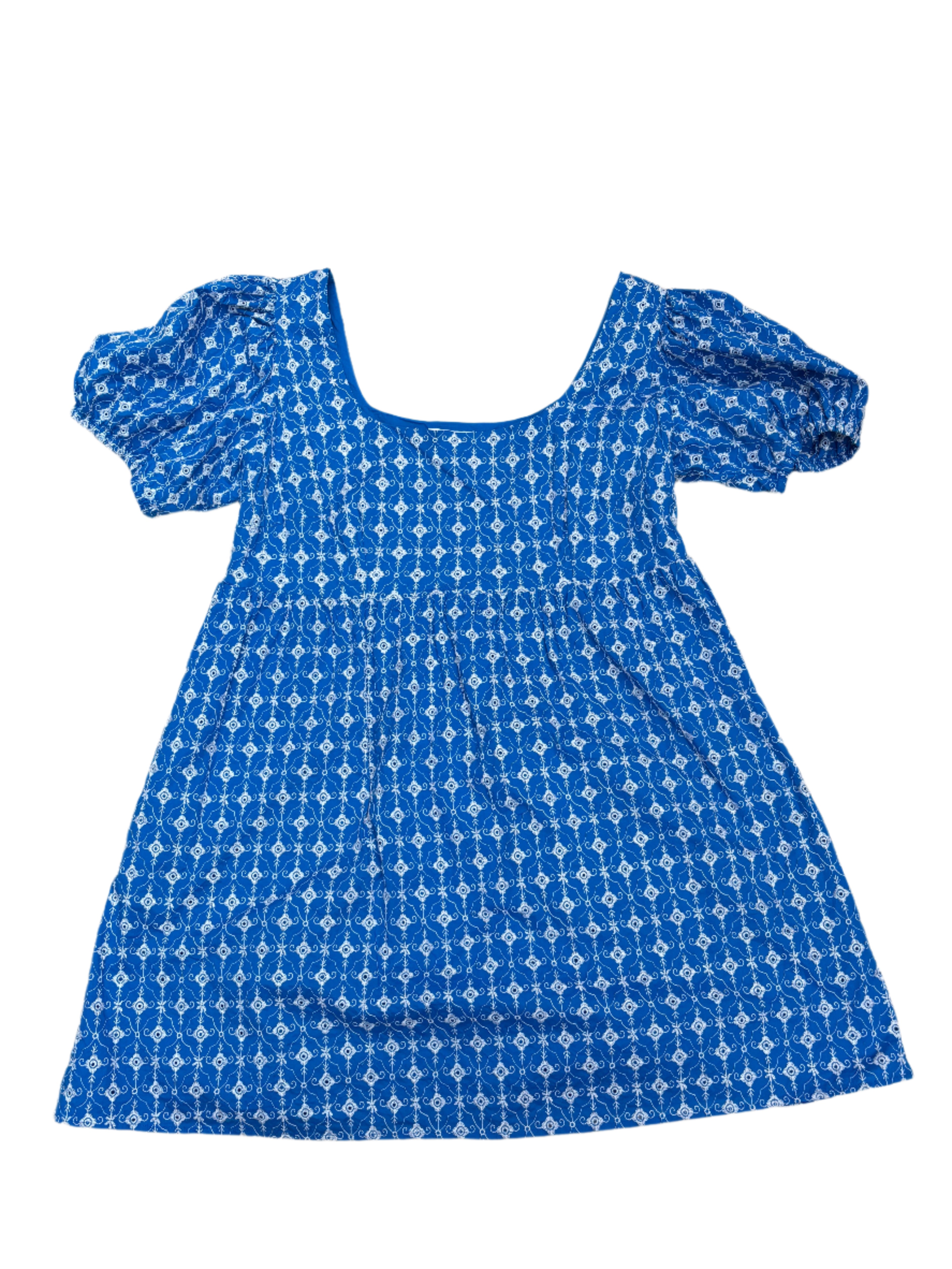 blue rhode pattern eyelet dress, 1x