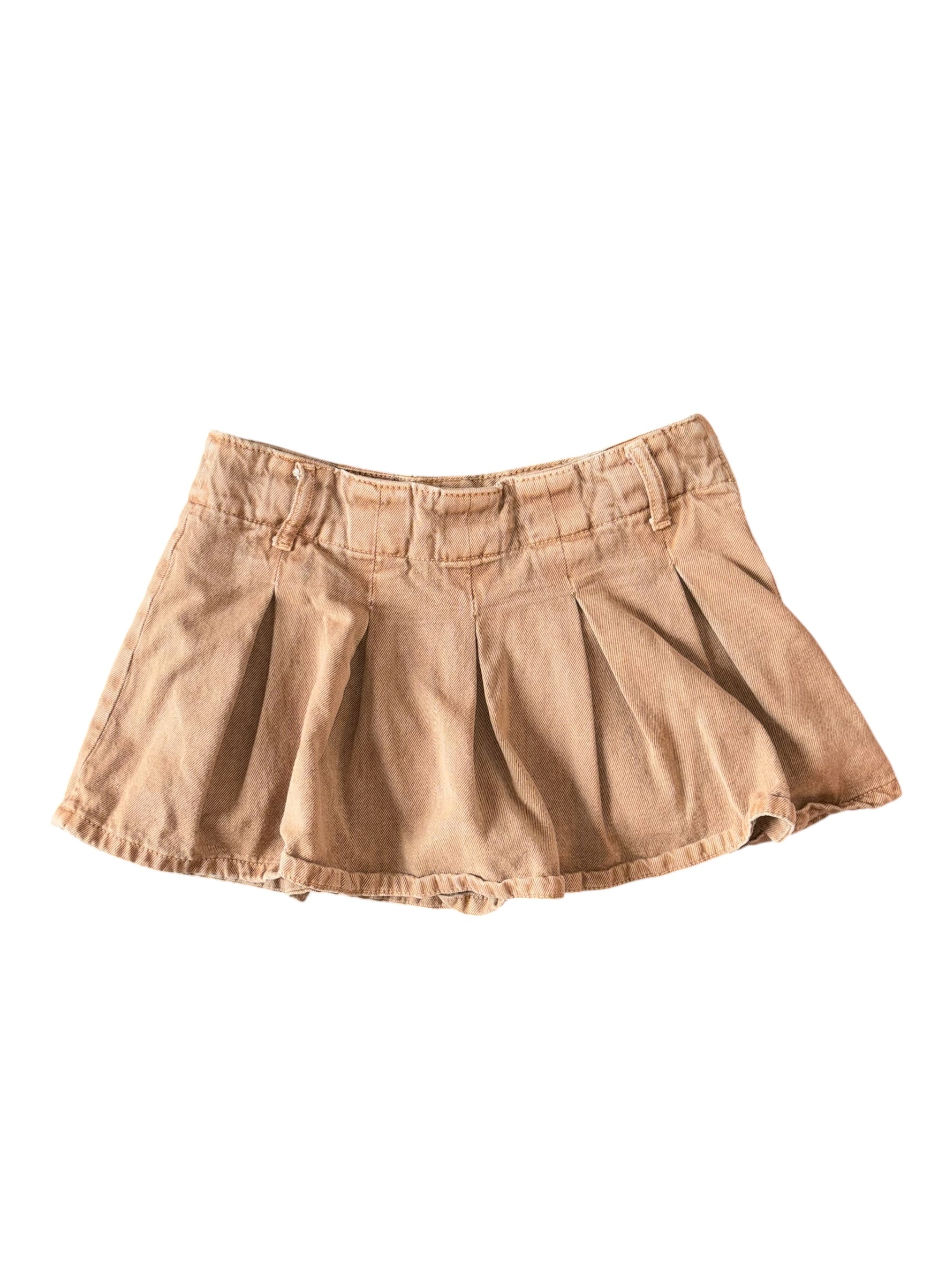 Brown Zara Denim pleated mini, S