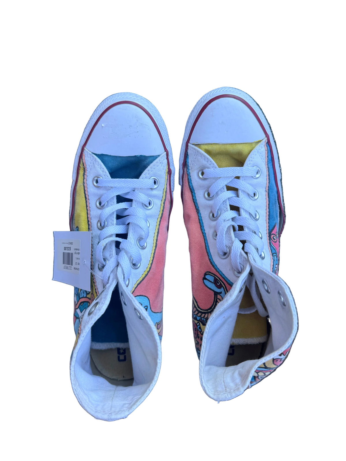 white red teal yellow converse doodle high top sneakers, 10
