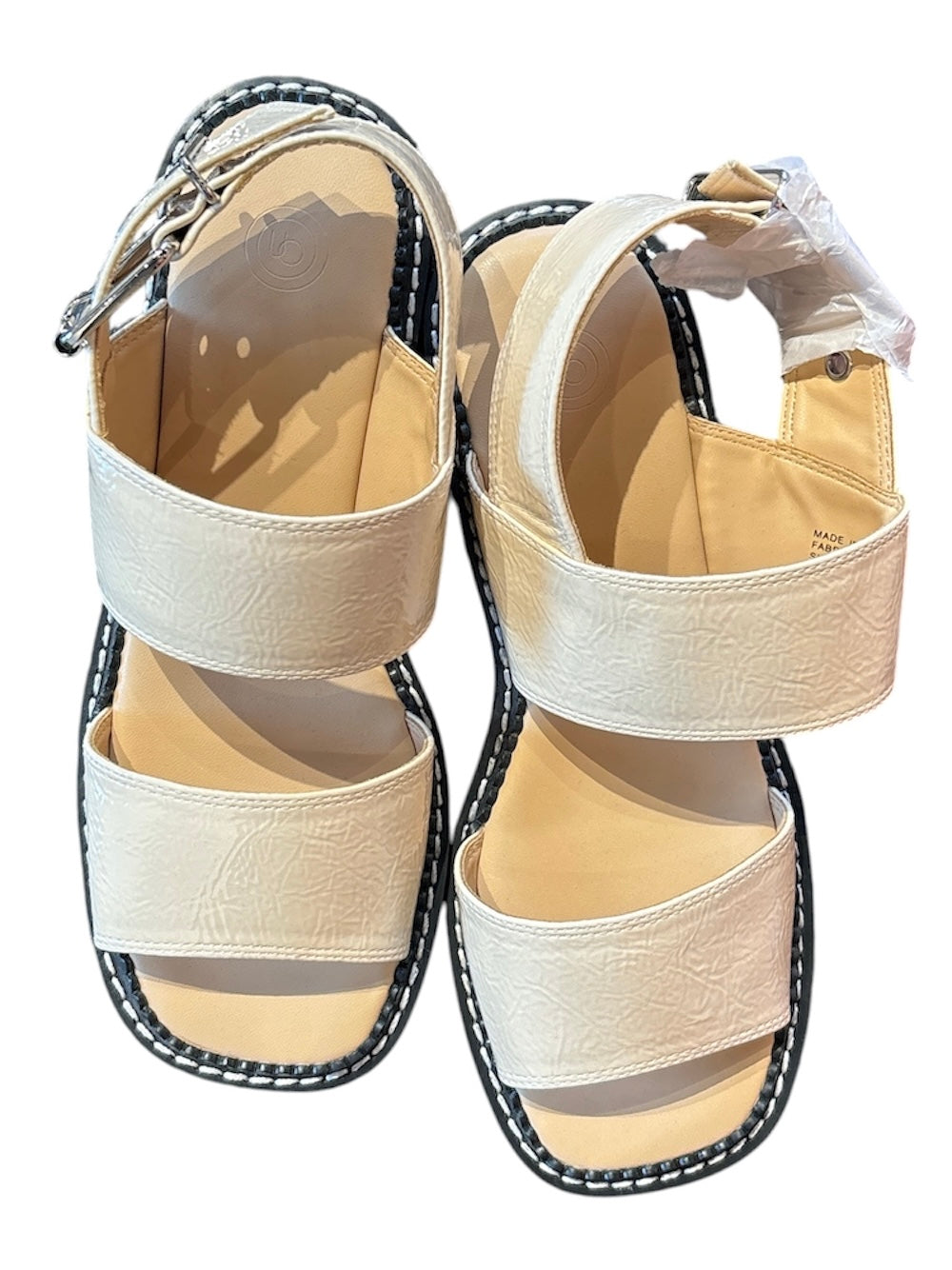 beige black urban outfitters platform chunky sandals, 7