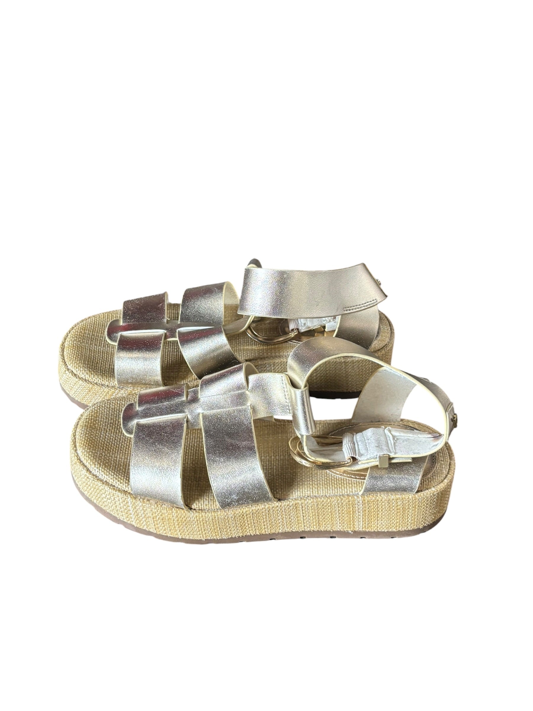 gold straw Sam edelman strappy sandals woven, 6.5