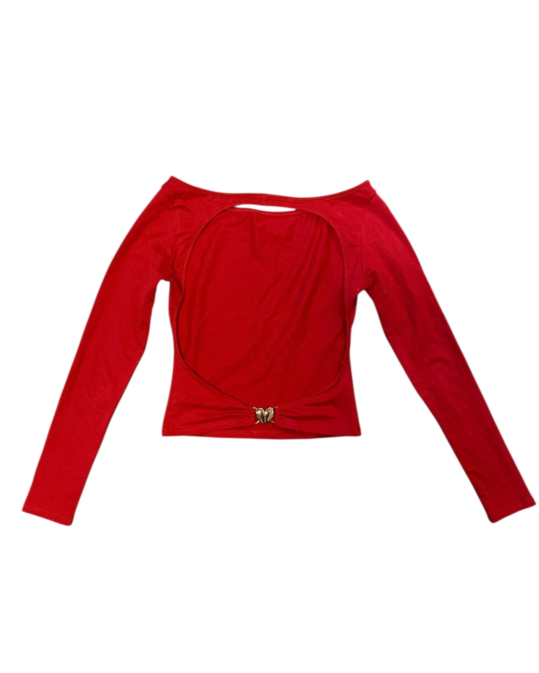 red edikted open back ls w heart clasp, s