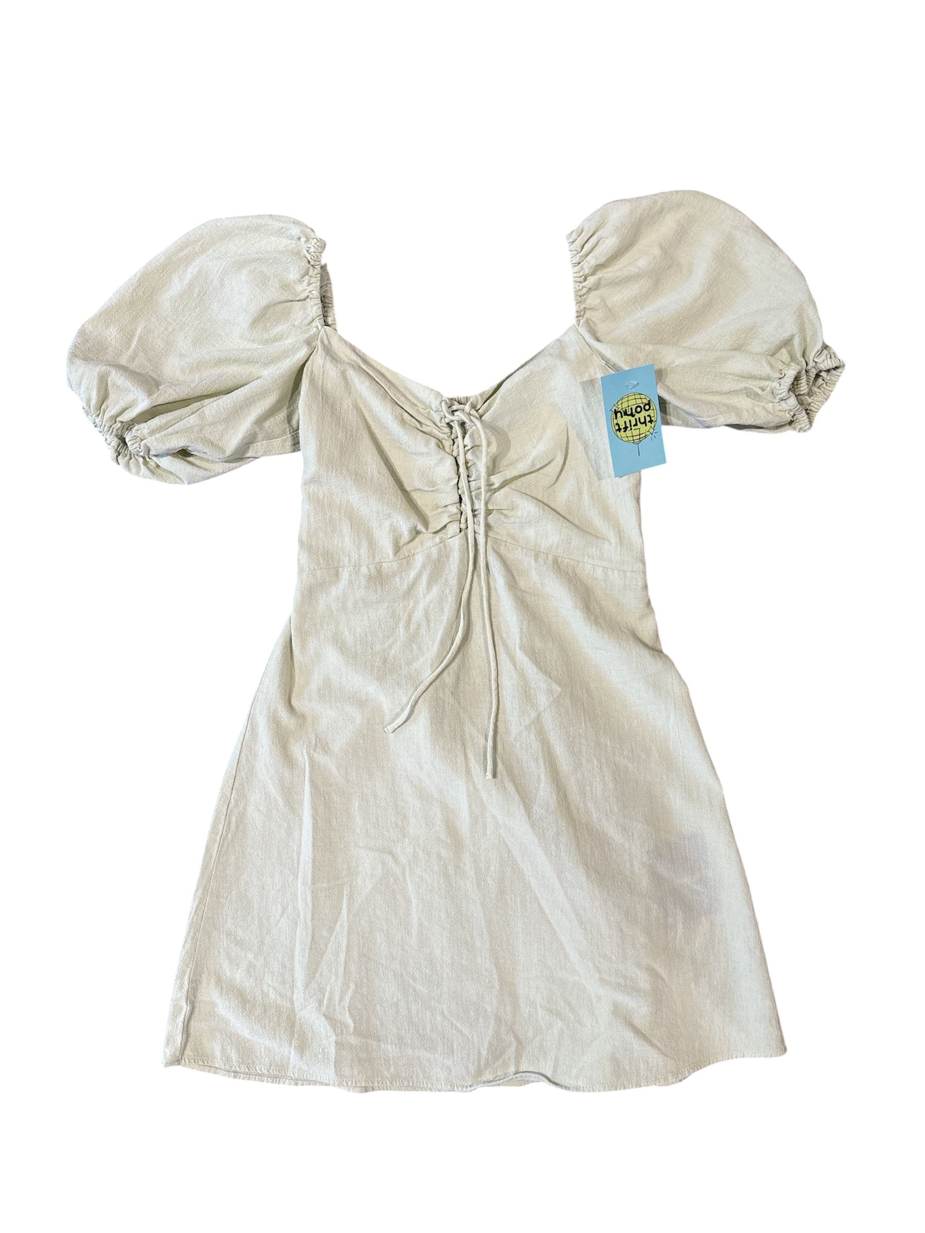 green h&m puffy sleeve mini dress, s