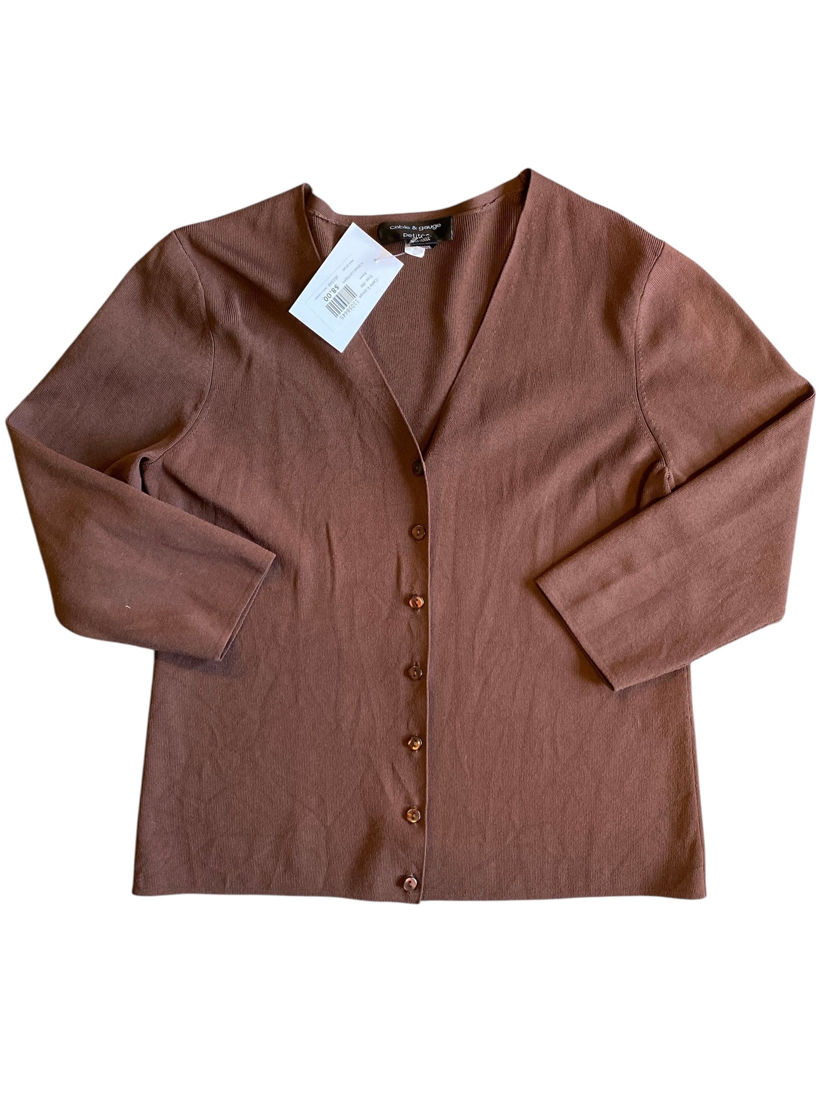 Brown Cable & gauge Ribbed cardigan, PM