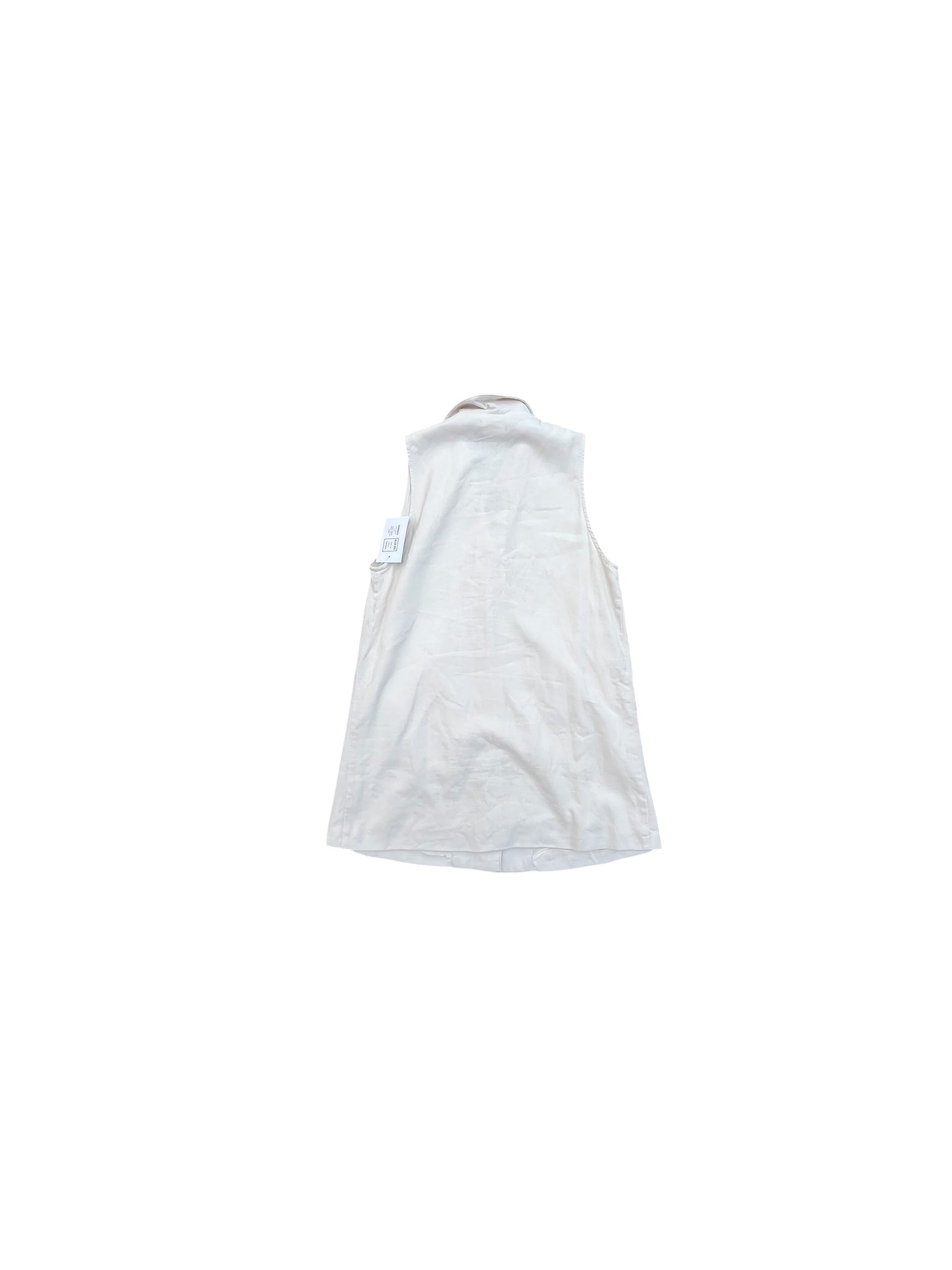 cream urban outfitters linen collard button up mini dress, xs