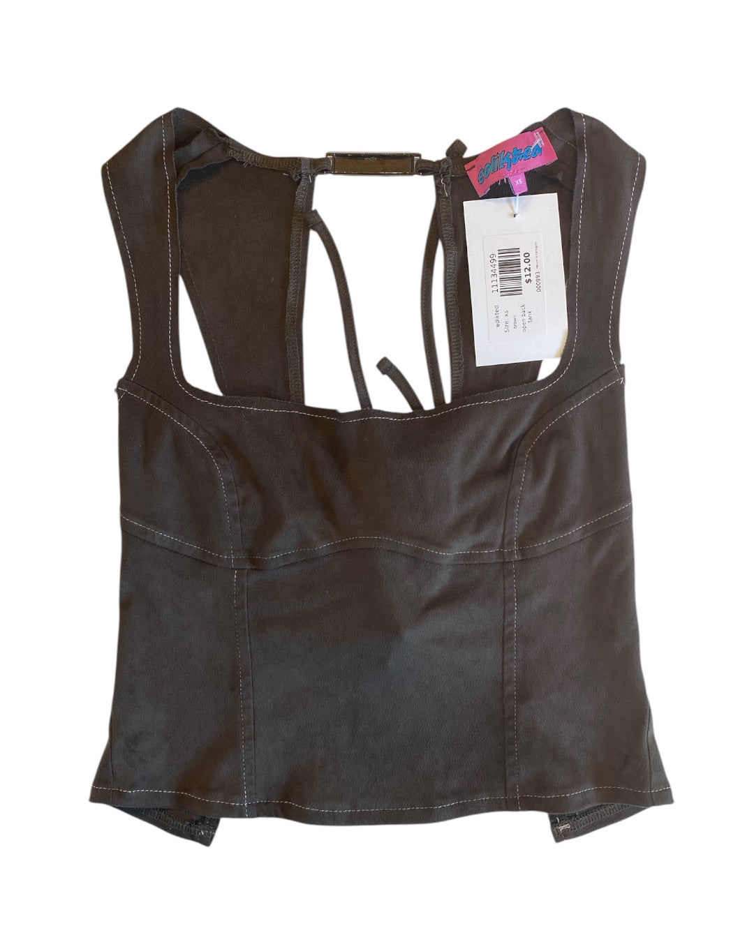 brown edikted open back tank, xs