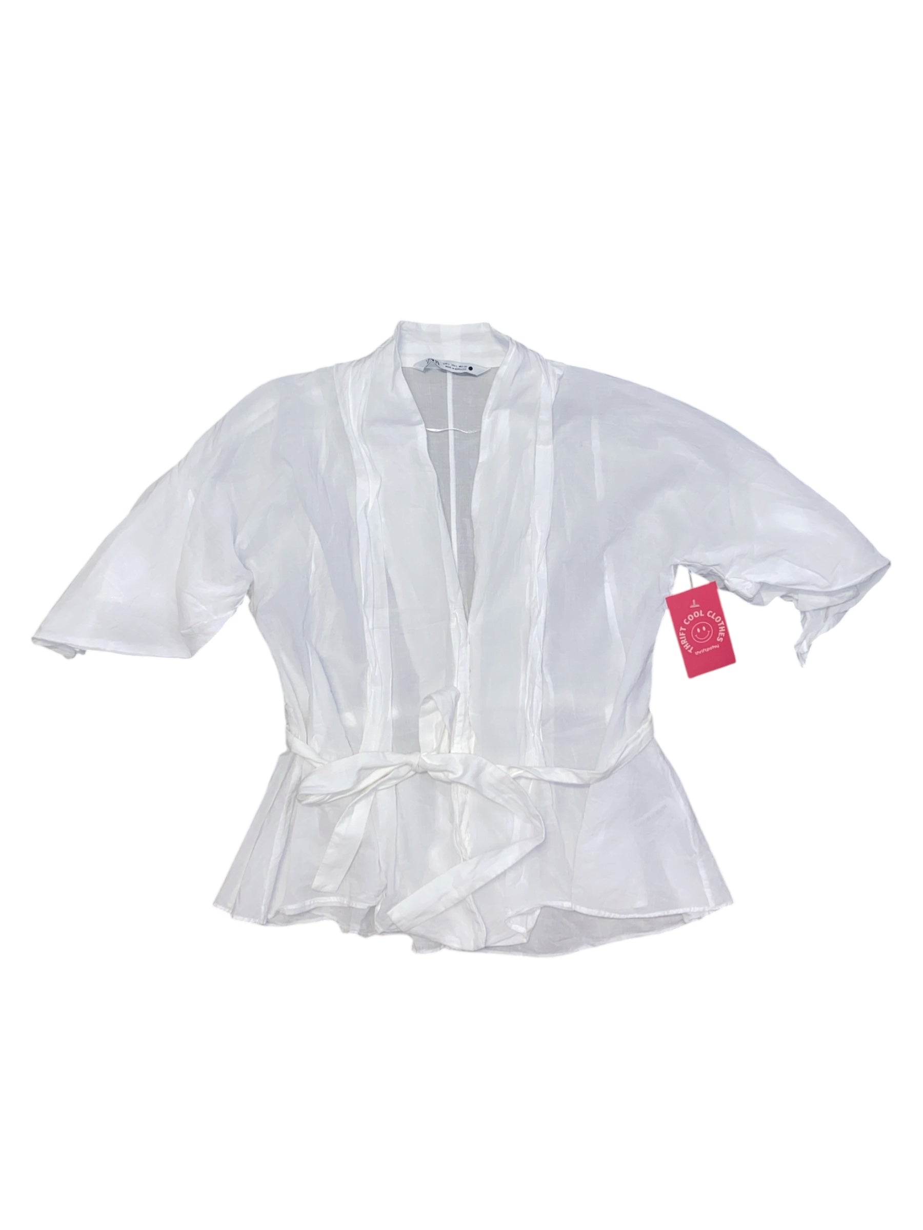 white zara thin blouse, L