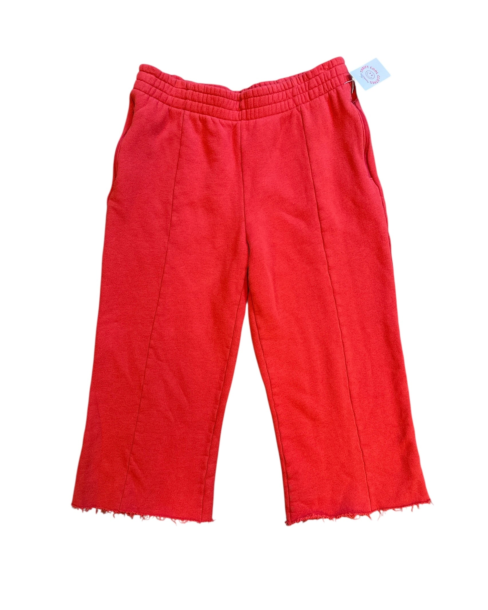 red good american wide leg cropped sweatpants