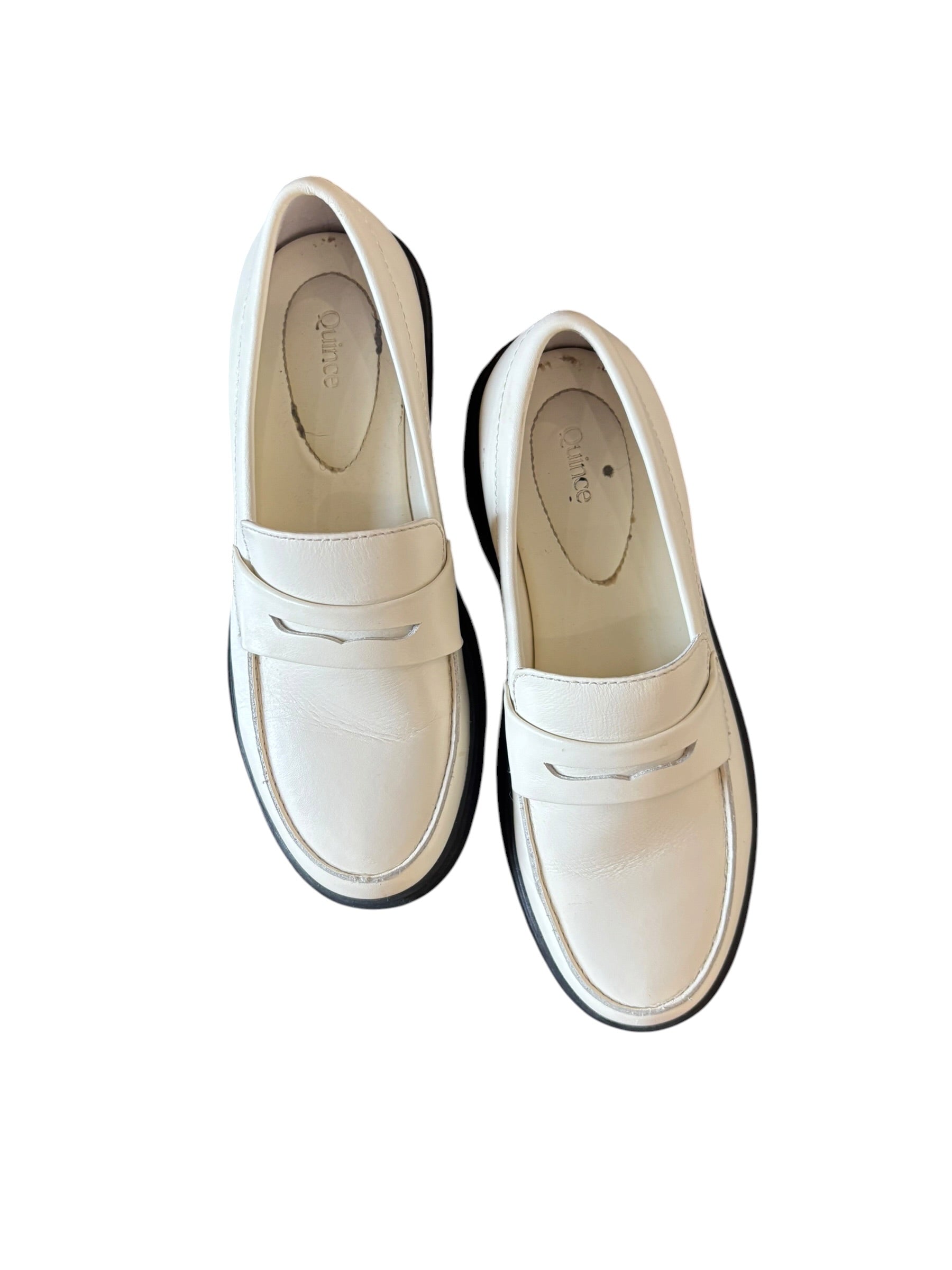 white black quince platform loafers, 6.5
