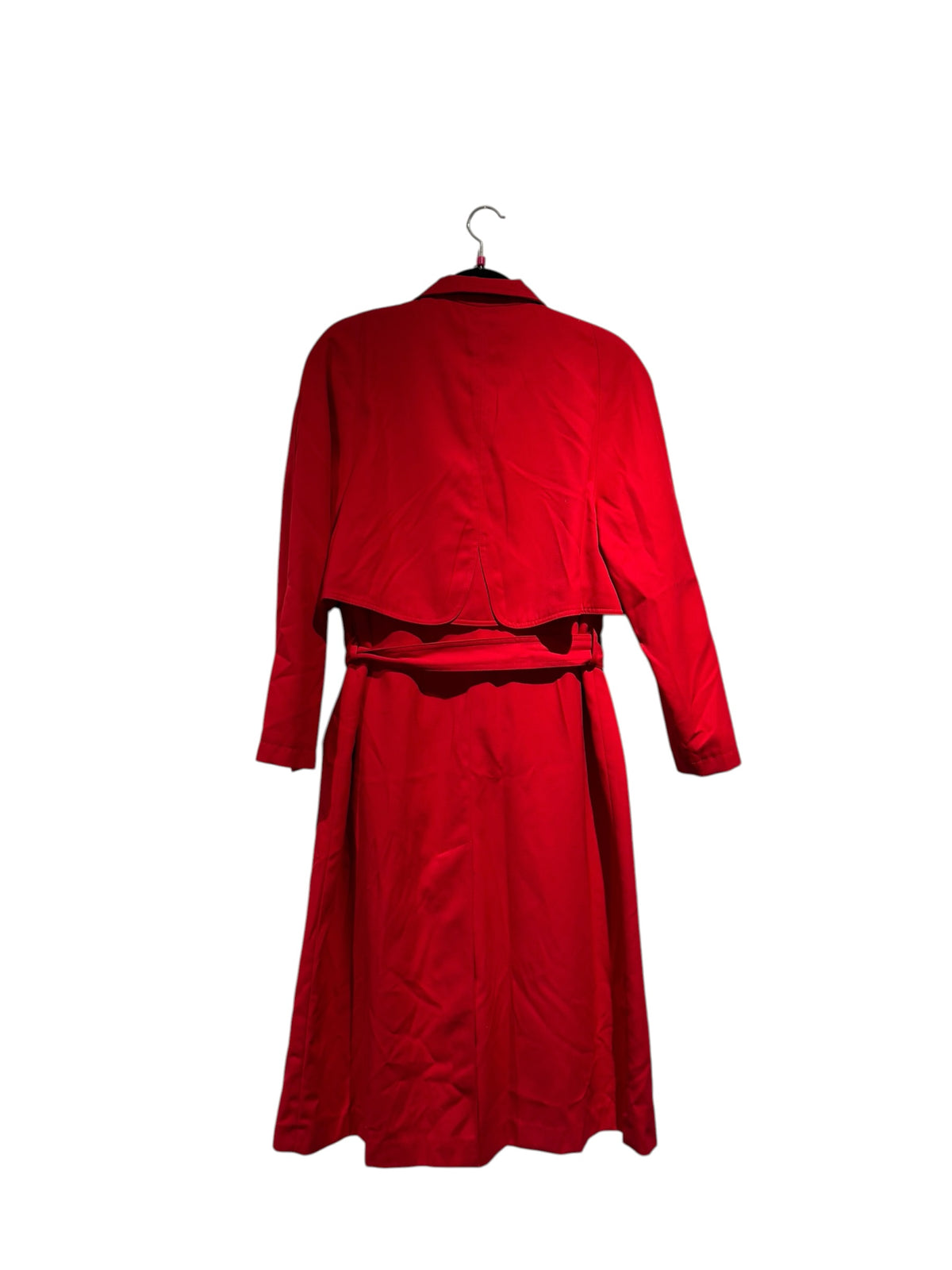 red mj carroll vtg long trench, 6p