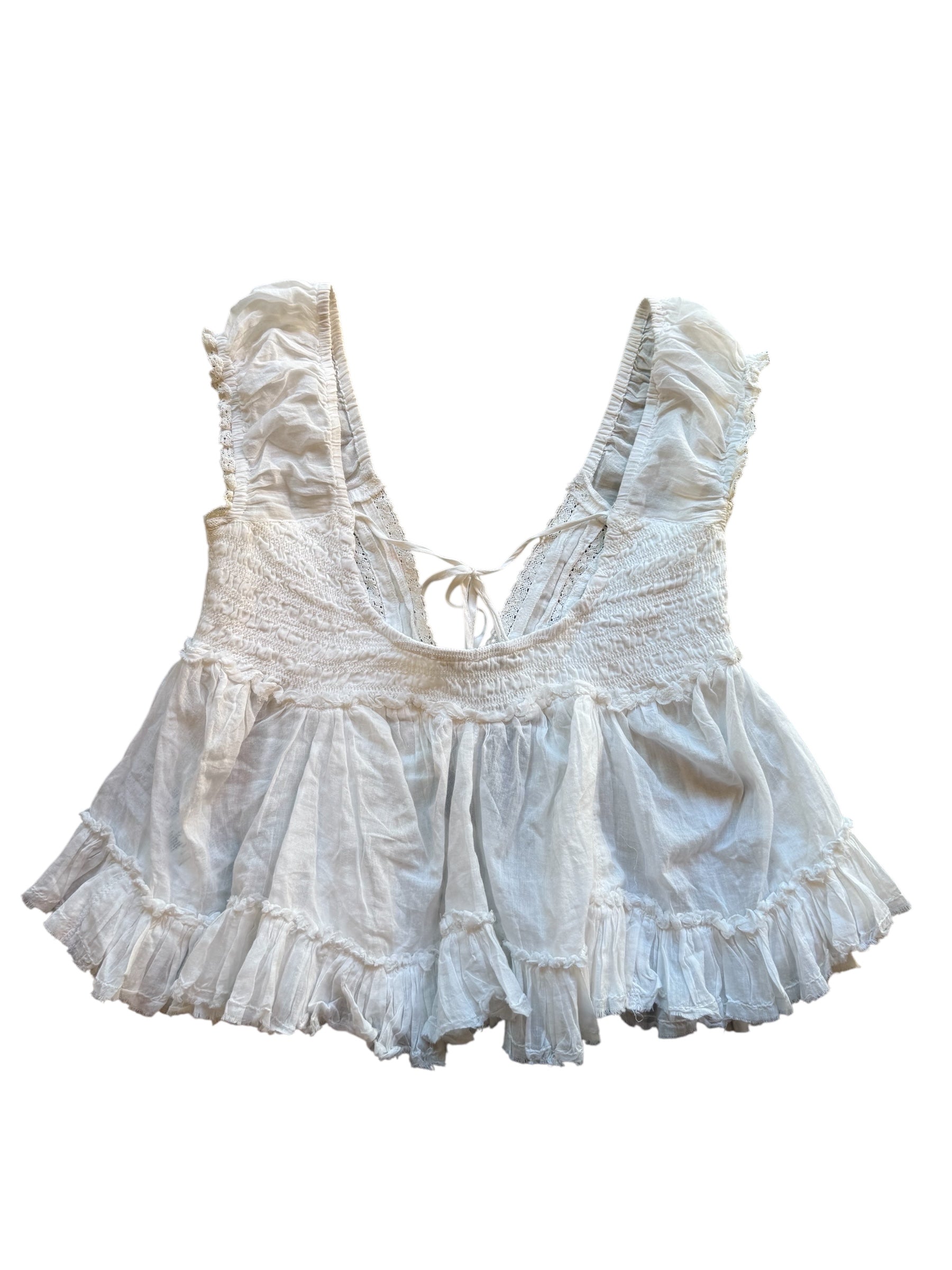 white kimchi blue flowy v lace top, s