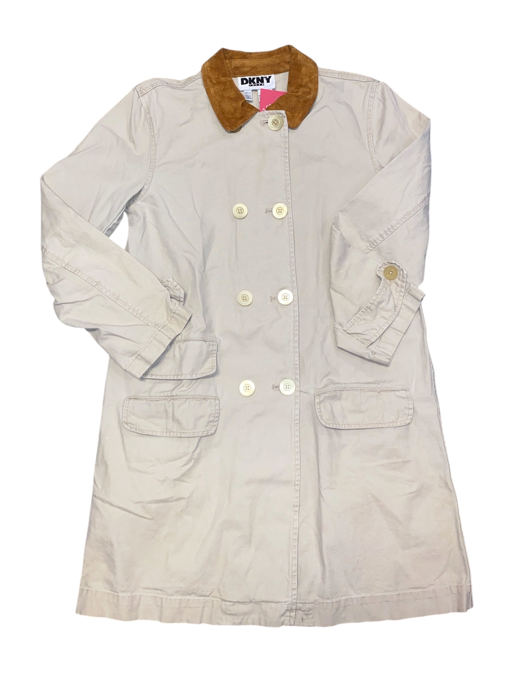 tan dkny suede collar trench coat, s