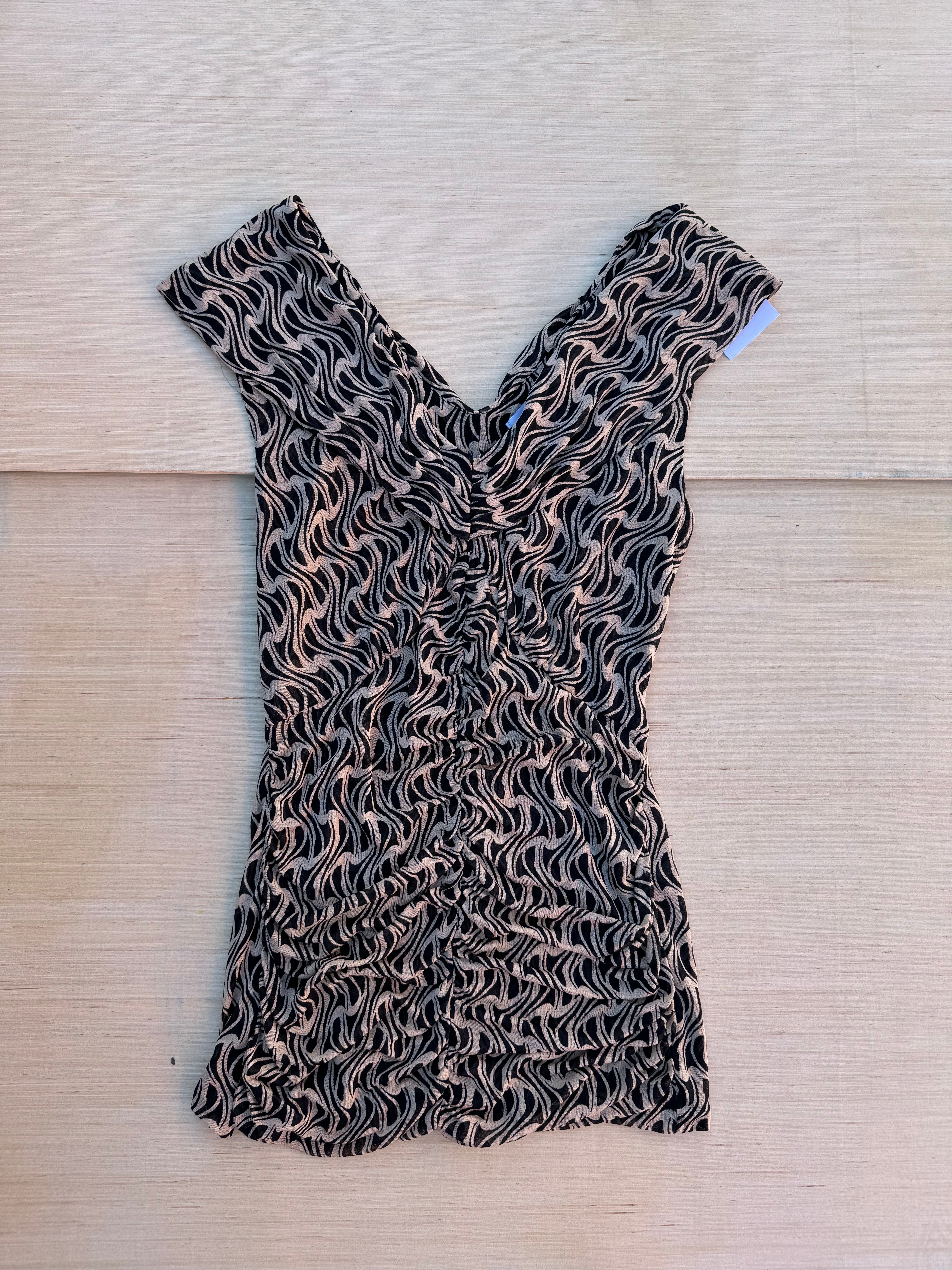 brown black classiques entier mesh off shoulder funky blouse, m
