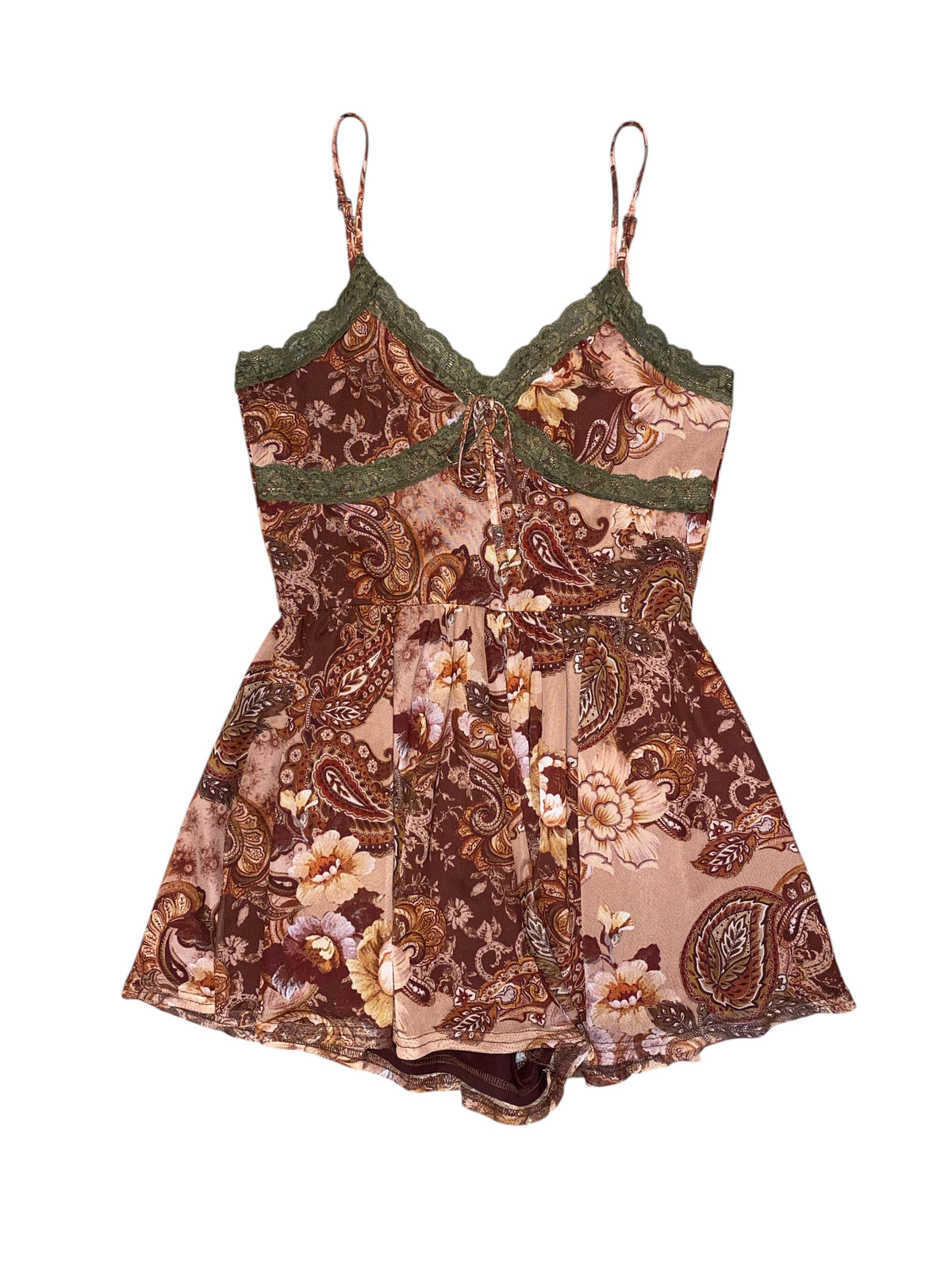 Brown green urBan outfitters NWT mesh paisley Aline dress, L