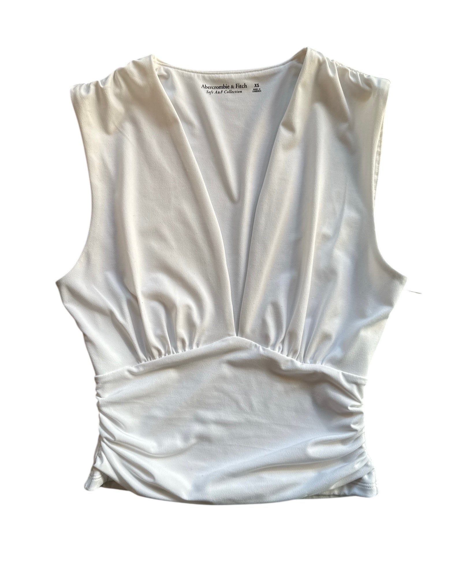 white abercrombie slinky v neck top, xs