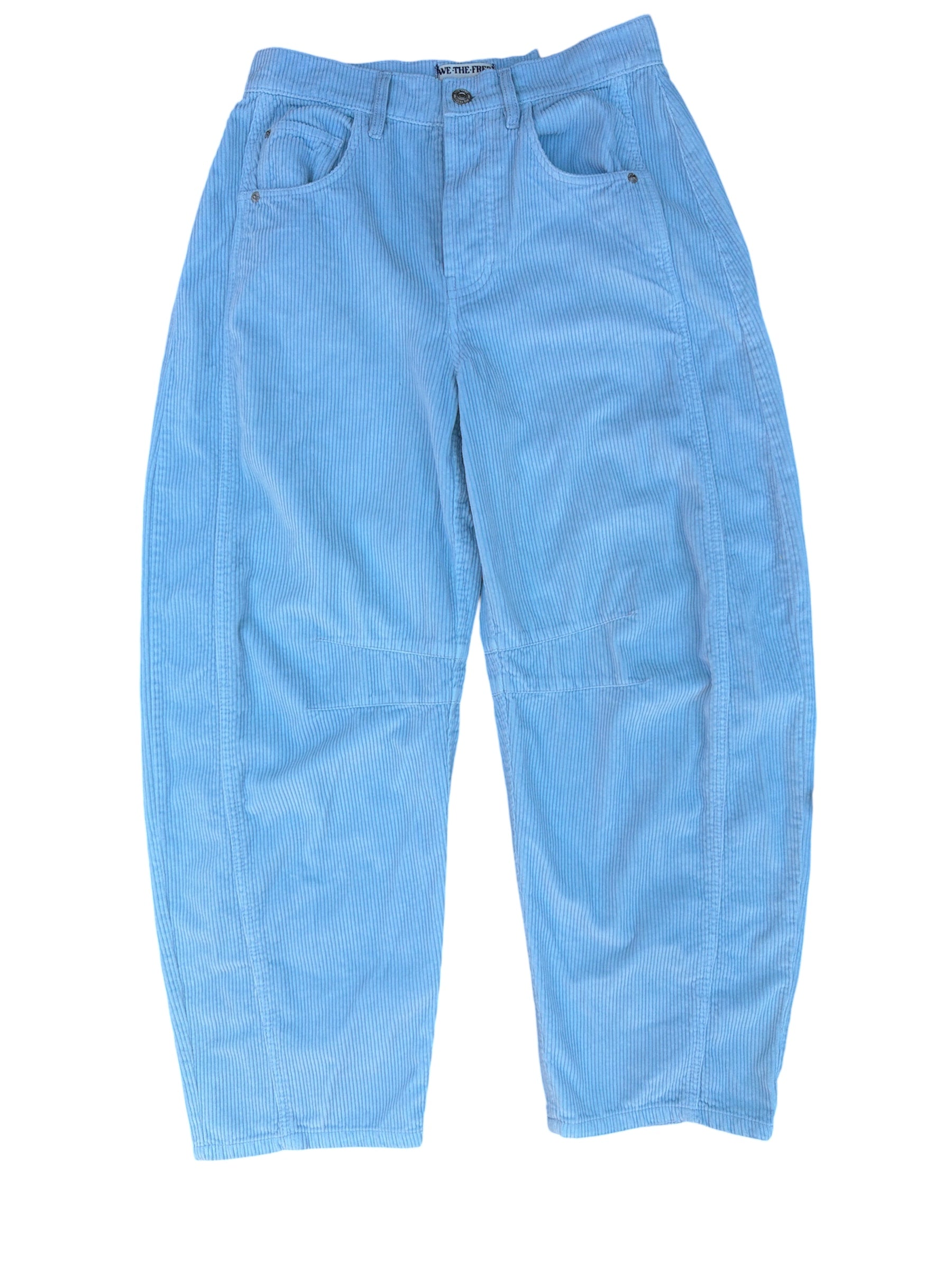 blue free people barrel cord pants, 25
