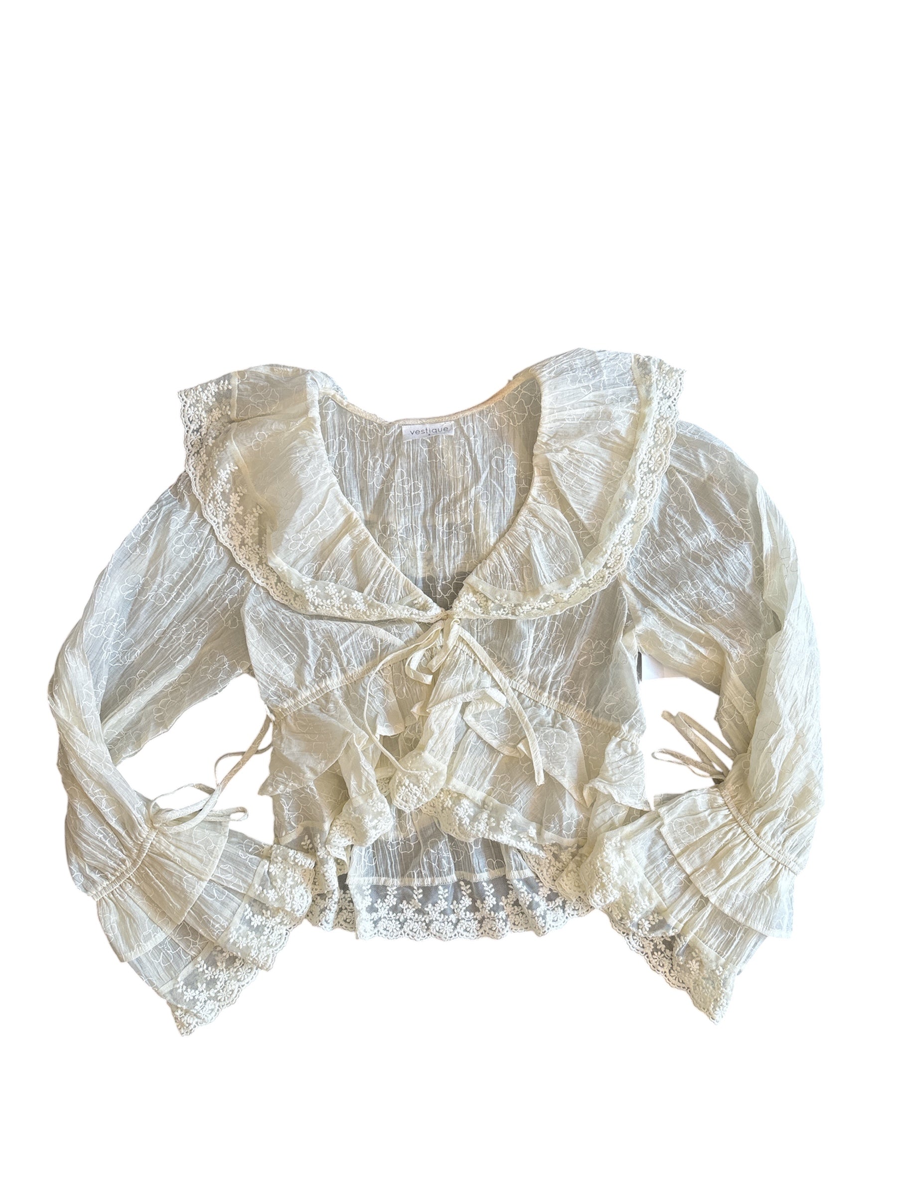 off white vestique flroal ruffle blouse, s