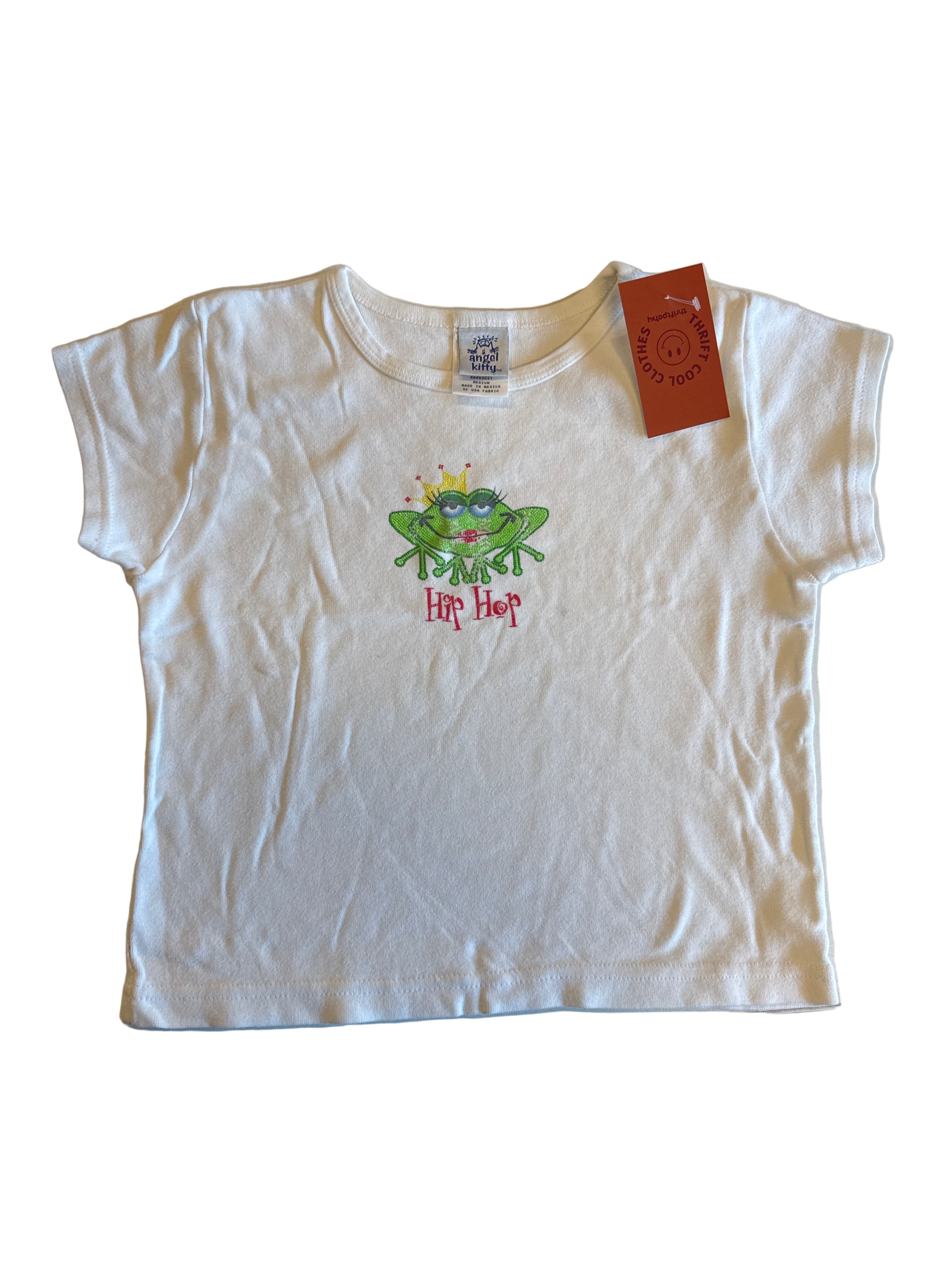 white angel kitty hip hop baby tee, m